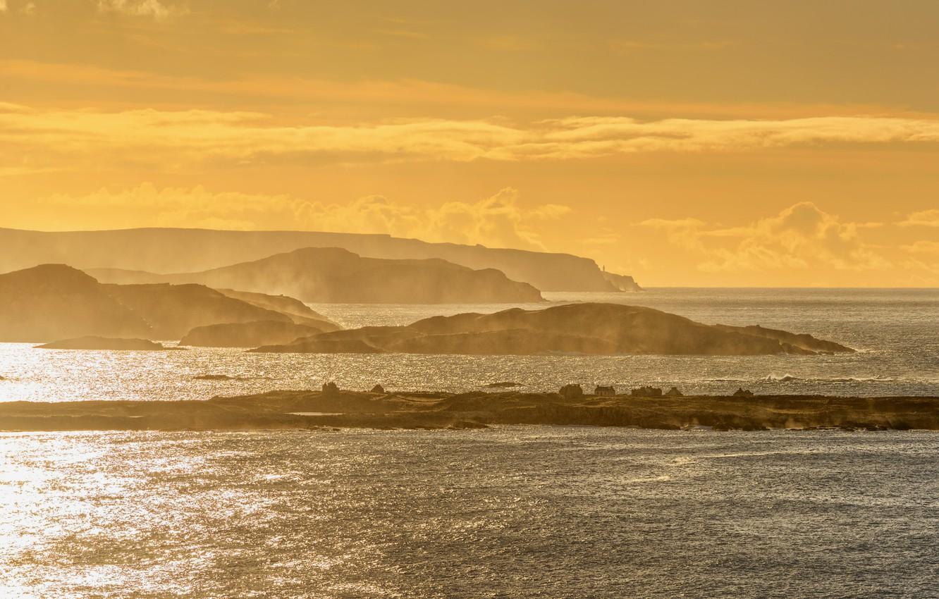 Wallpaper summer, sunset, seascape, Ireland, lighthouse