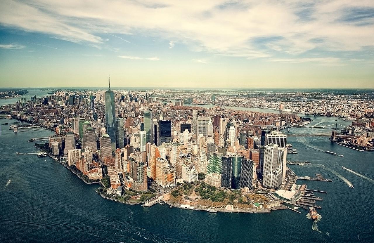 Desktop Wallpaper Manhattan New York City USA megalopolis Coast
