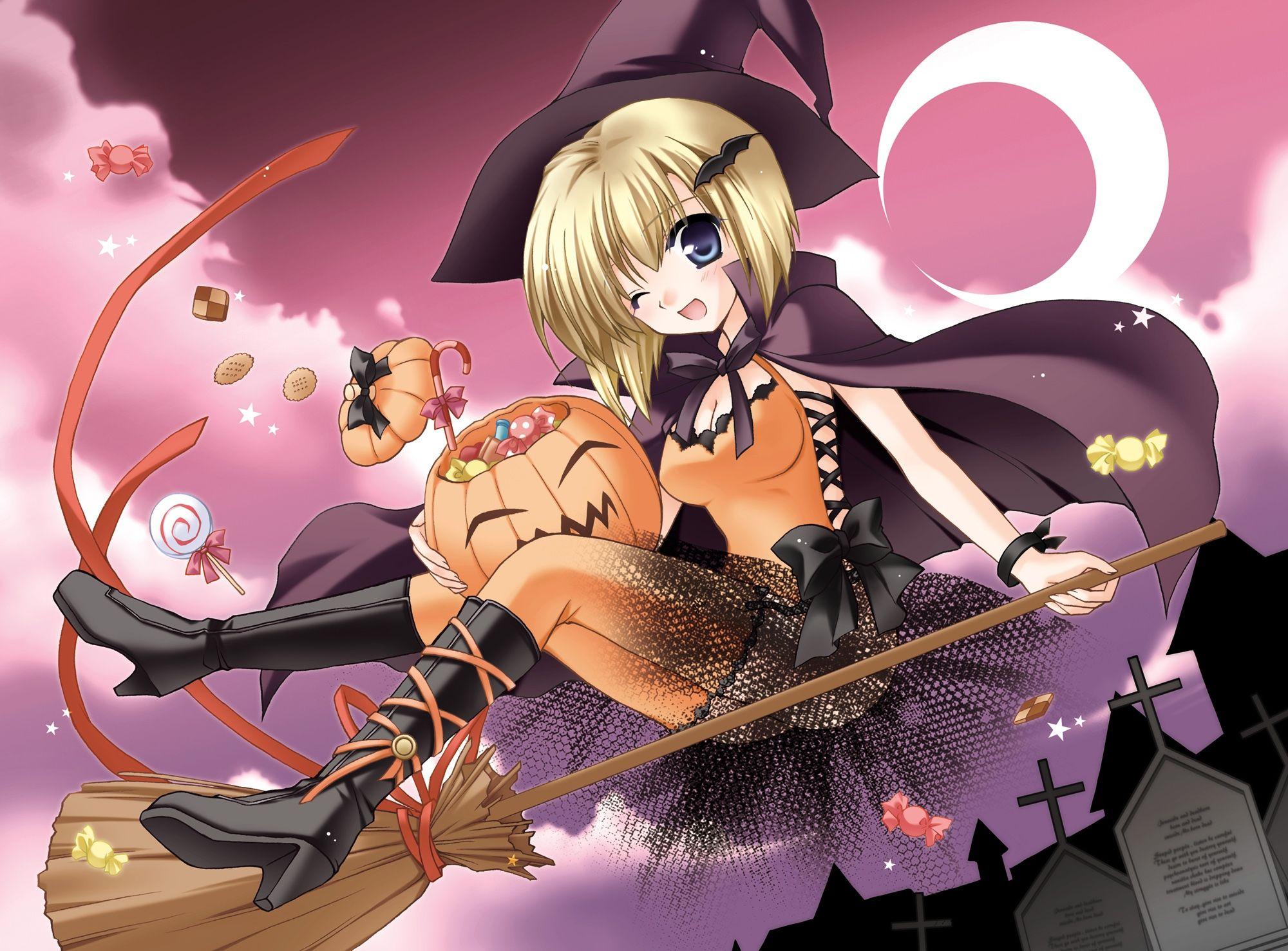 Anime Halloween HD Wallpaper and Background. Anime halloween, Anime witch, Anime