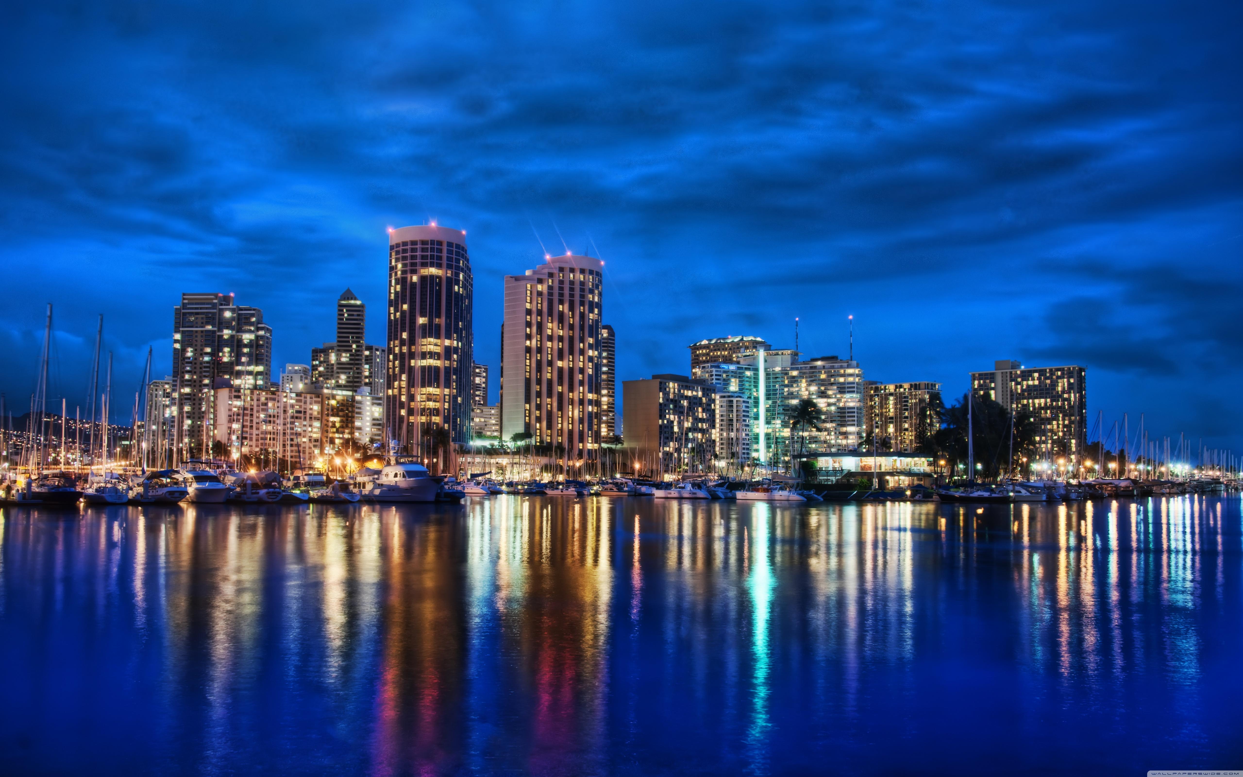 Waikiki Skyline At Night ❤ 4K HD Desktop Wallpaper for 4K