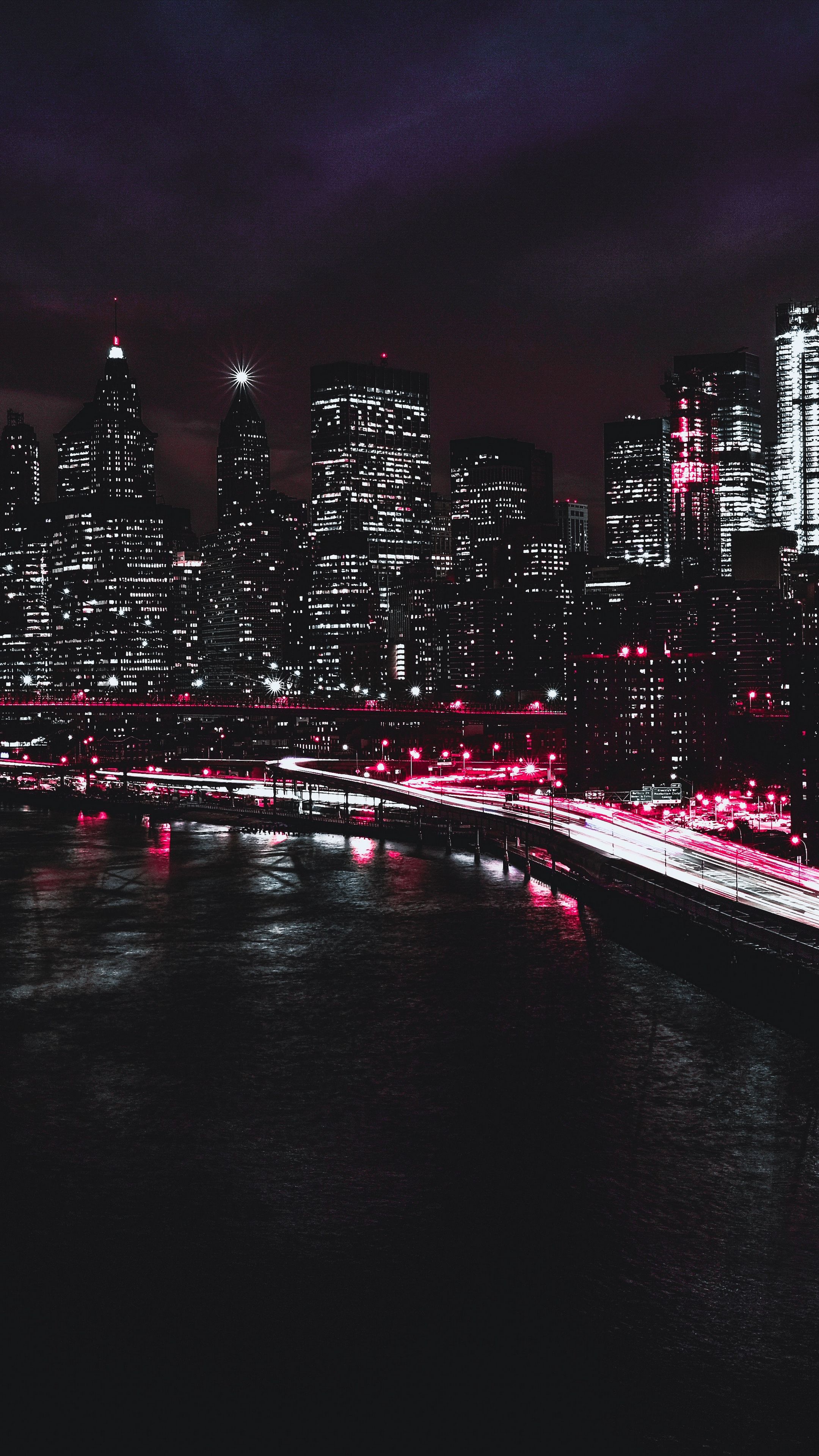 Places new york, usa, night, skyscrapers #android #wallpaper k