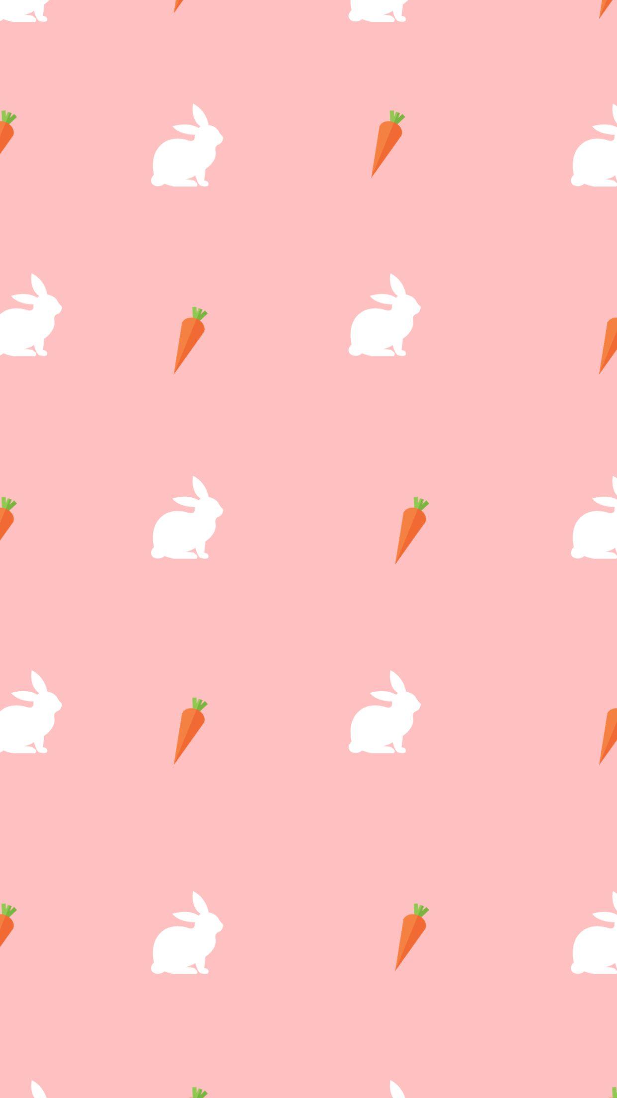 White rabbit carrot Easter phone wallpaper spring Lynn
