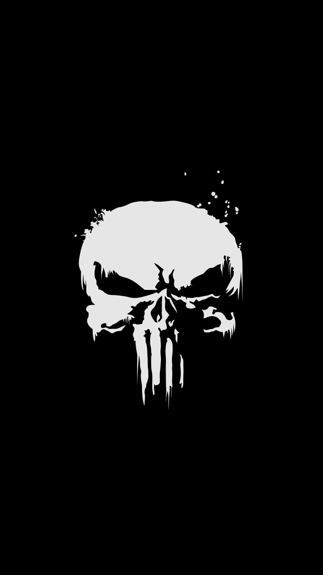 The Punisher, skull, minimal, superhero, dark wallpaper