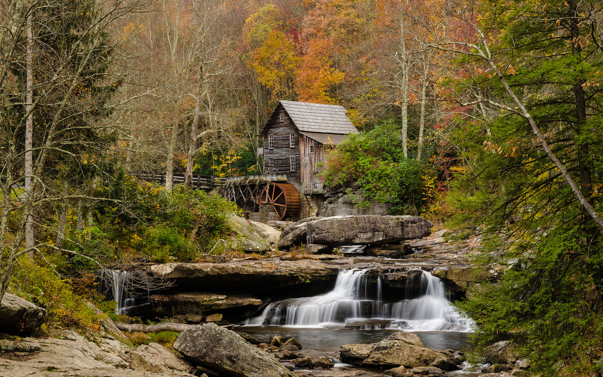 Nature landscapes rivers streams forest mill scenic autumn
