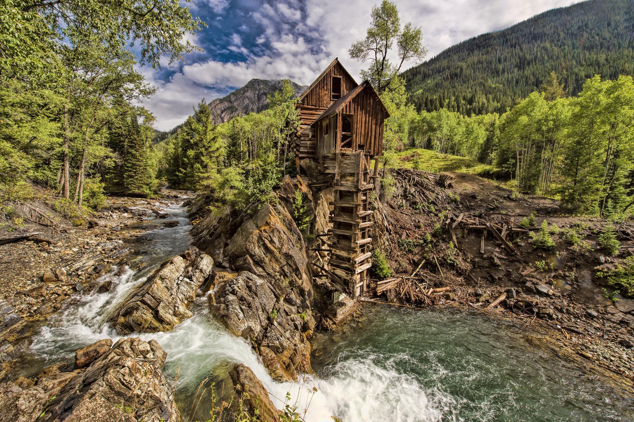 Crystal Colorado water mill river forest mill wallpaper