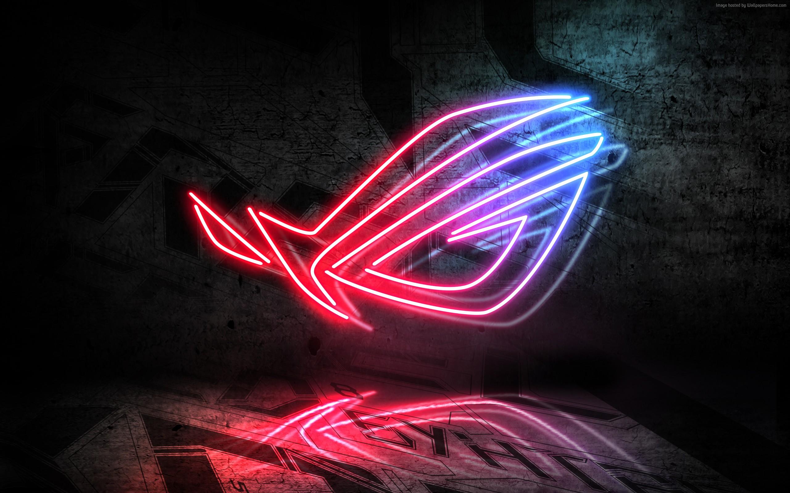 Wallpaper of ASUS, RoG, Neon, Logo background & HD image