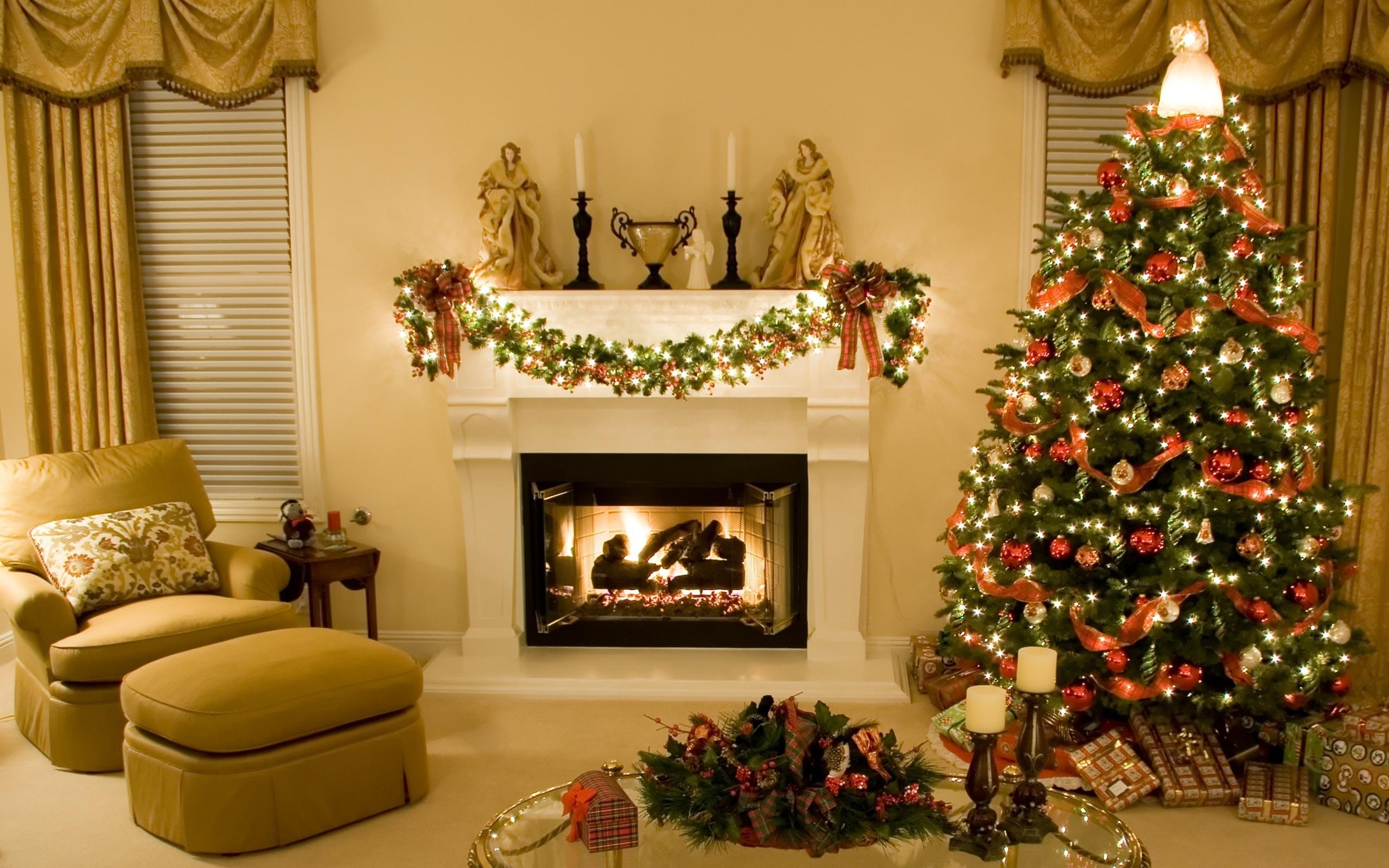 Modern Christmas Home Fireplace Christmas Tree Gifts Free Hd