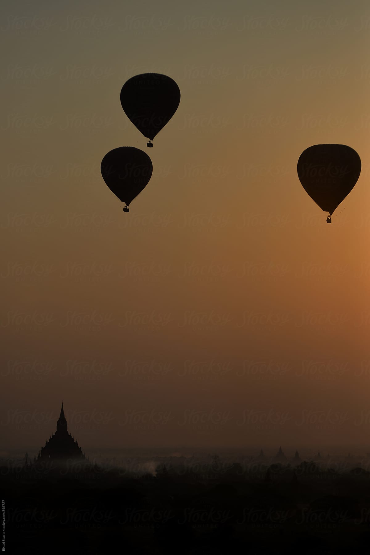 Air Balloons Flying Over Bagan