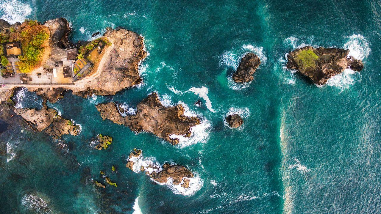 Wallpaper Island, Rocks, Bali, Indonesia, Aerial view, Drone
