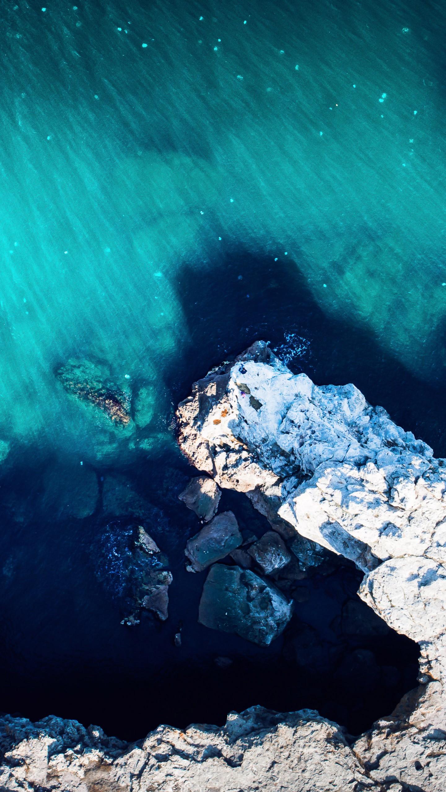 Wallpaper Rocks, Ocean, Cliff, Aerial view, HD, 5K, Nature