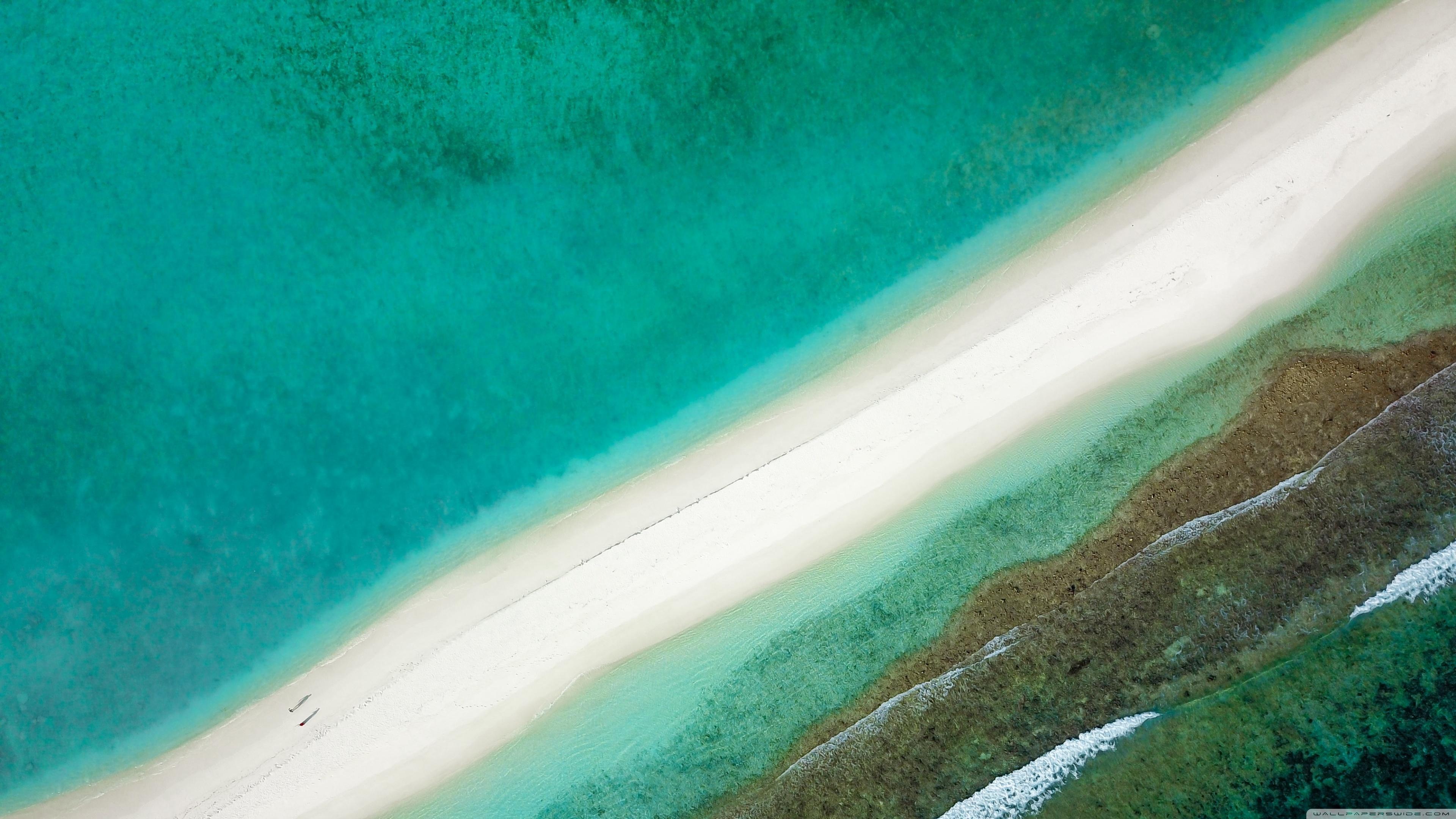 Aerial View, Sand, Sea, Maldives Islands ❤ 4K HD Desktop
