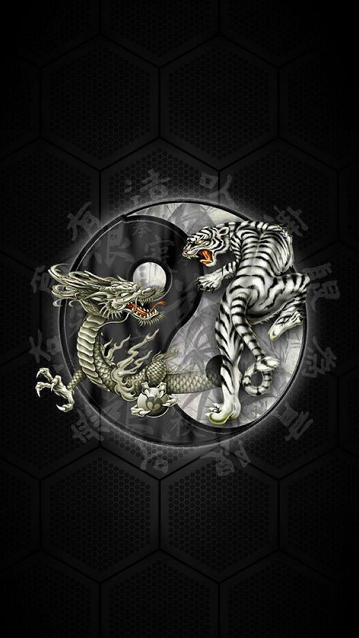 Ying Yang Dragon Wallpaper