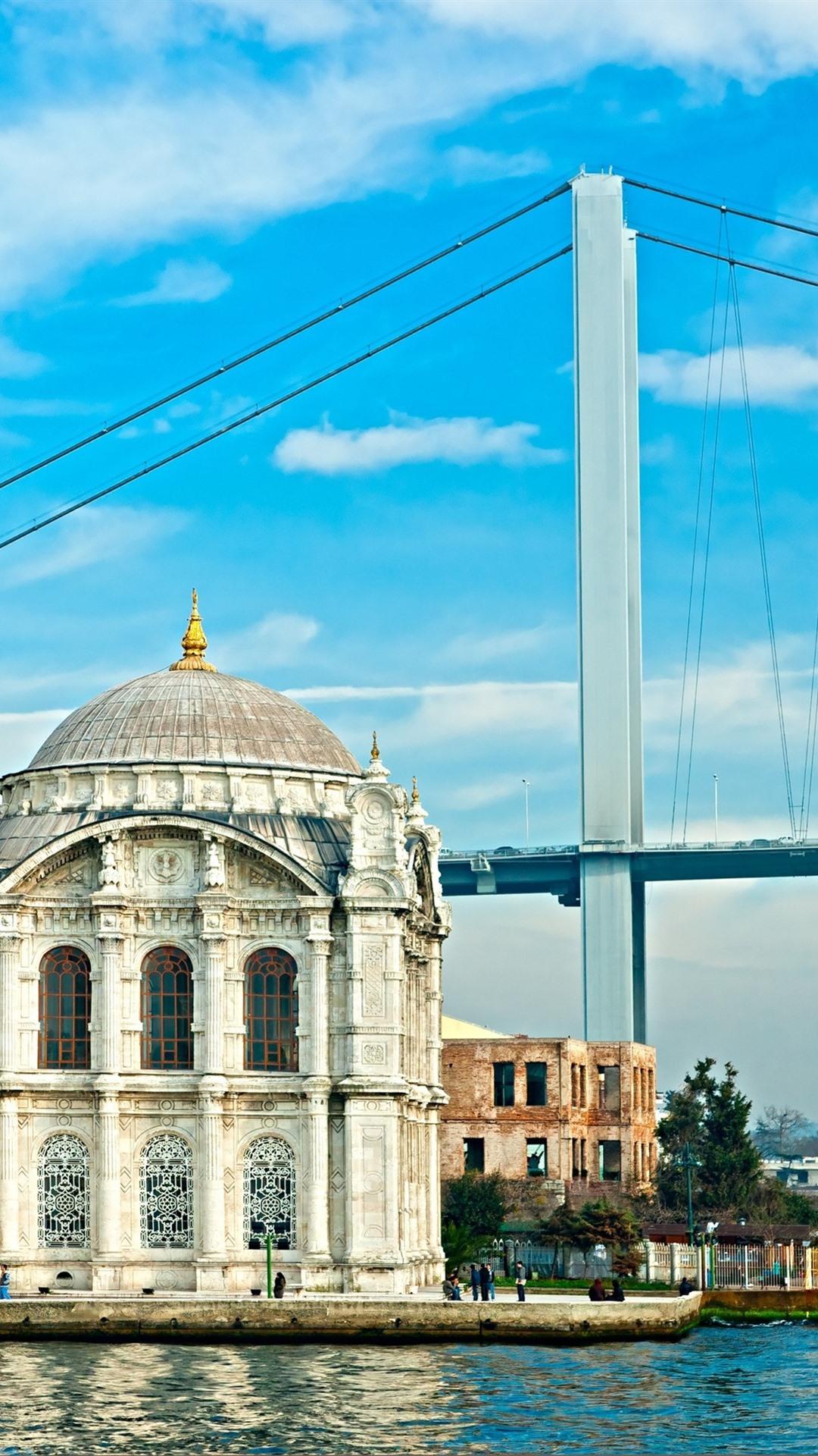 Turkey, Istanbul, Mosque, Bridge, River 1080x1920 IPhone 8 7 6 6S