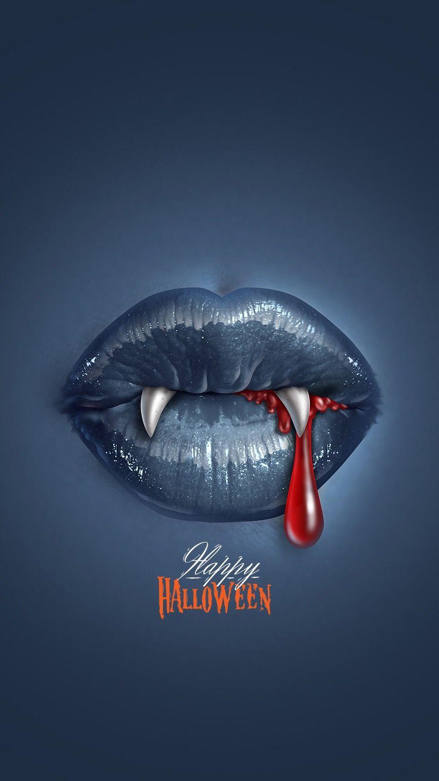 Happy Holloween Scary Blood Vampire Lips IPhone Wallpaper. Scary