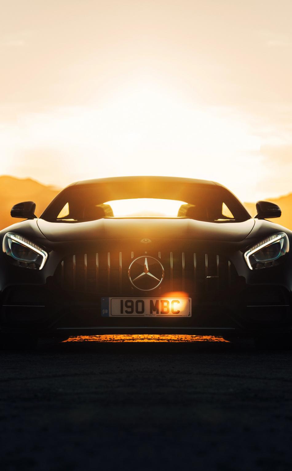 Download 950x1534 Wallpaper Mercedes Amg Gt C, Black, Sunset