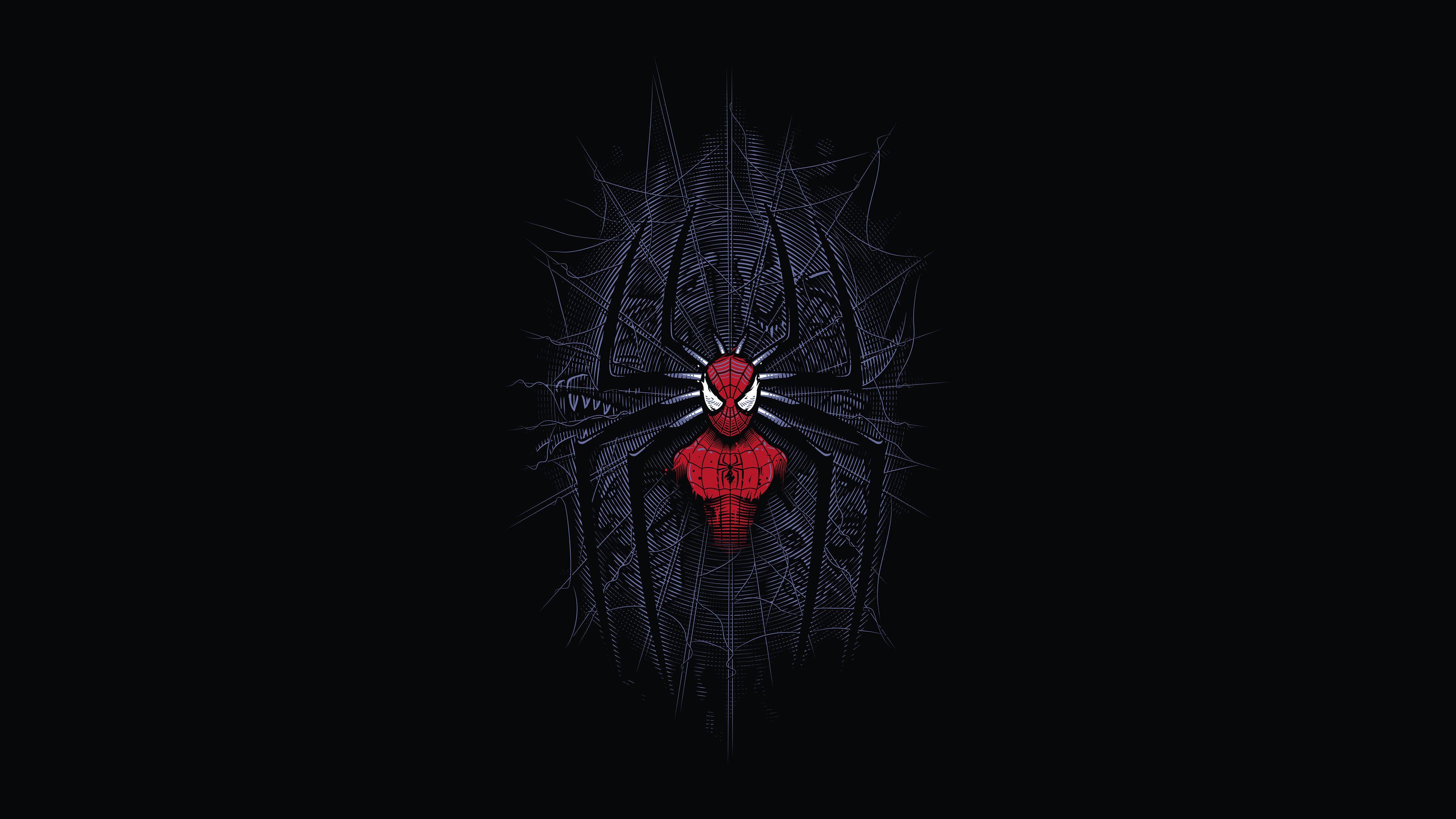 Download 3840x2160 Wallpaper Spider Man, Dark, Minimalist, Digital