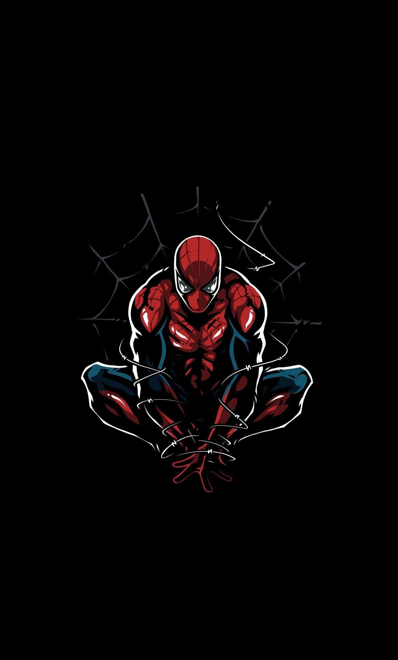 Dark, Spider Man, Minimal, Artwork, 1280x2120 Wallpaper