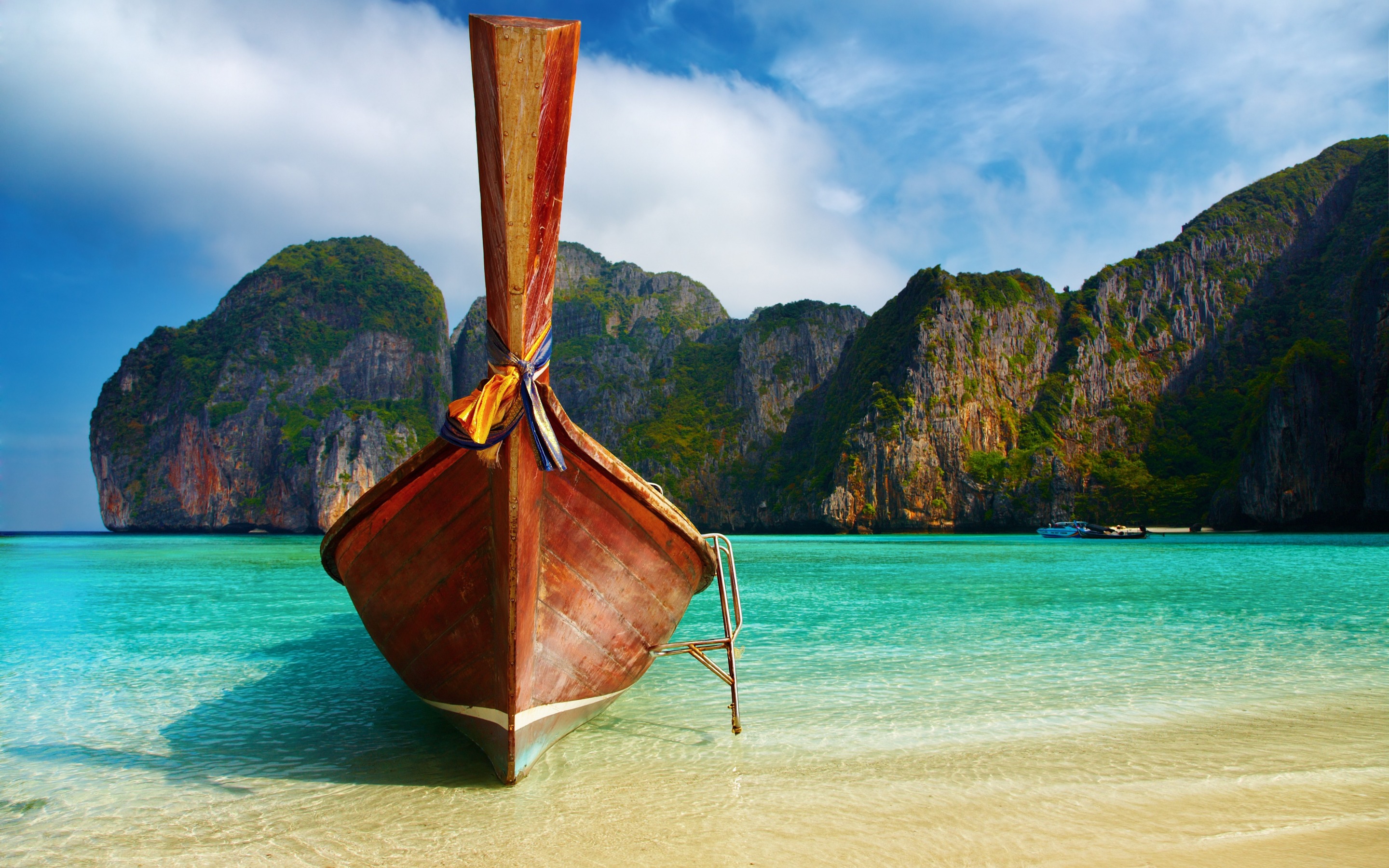 Download wallpaper Phi Phi Islands, sea, beach, boat