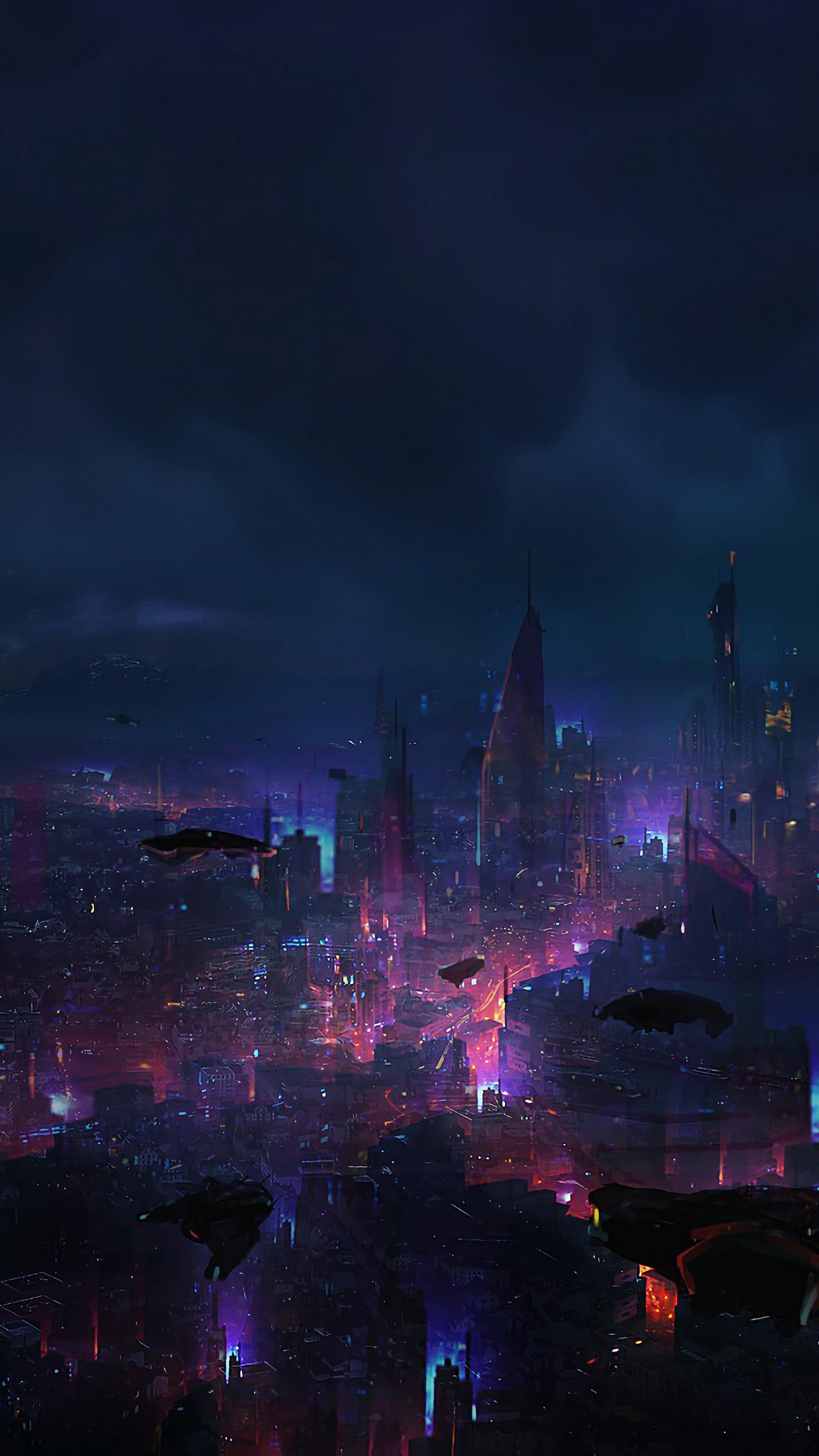 Cyberpunk City Night Scenery Sci Fi 4K Wallpaper