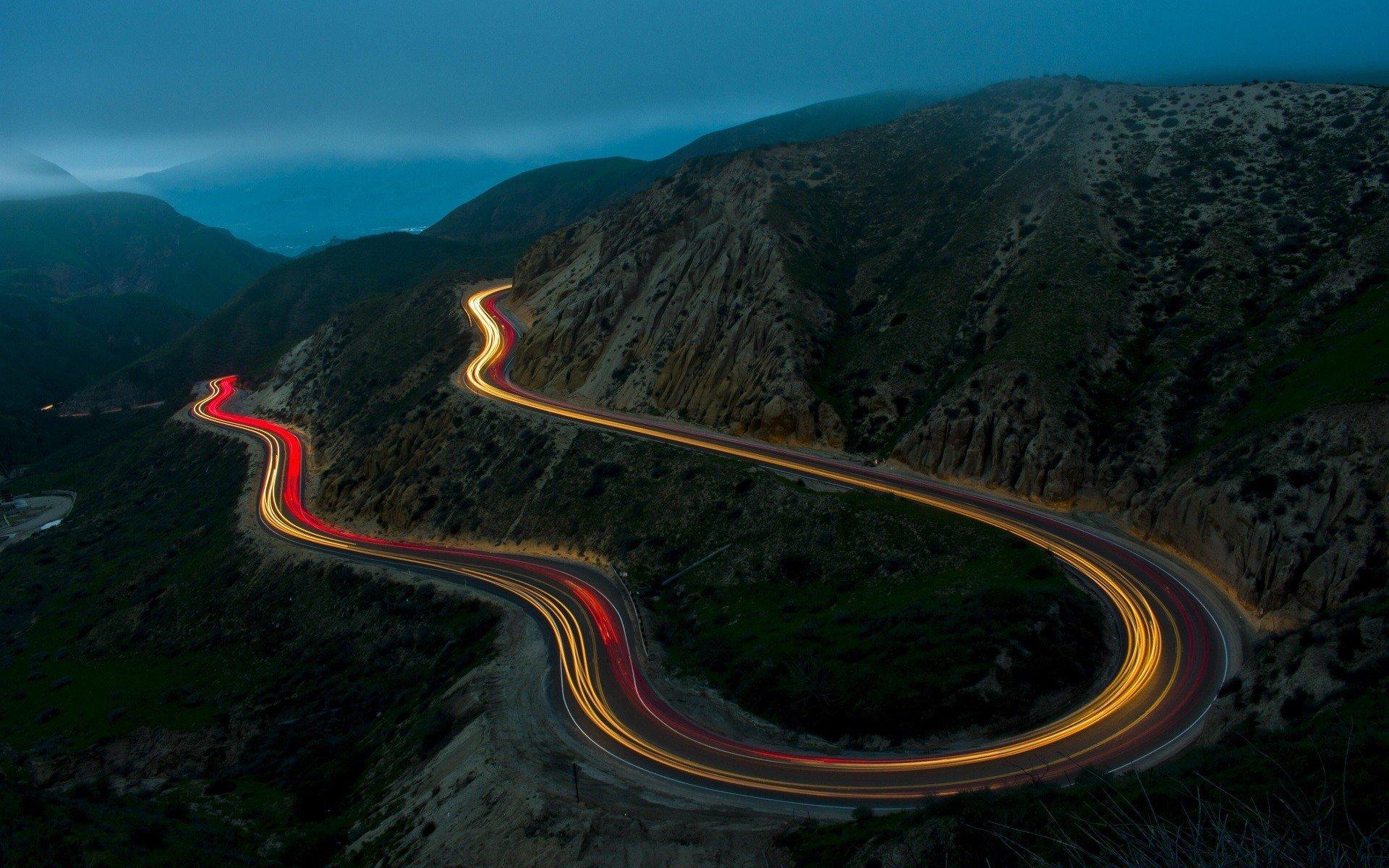 road landscape long exposure california aerial view