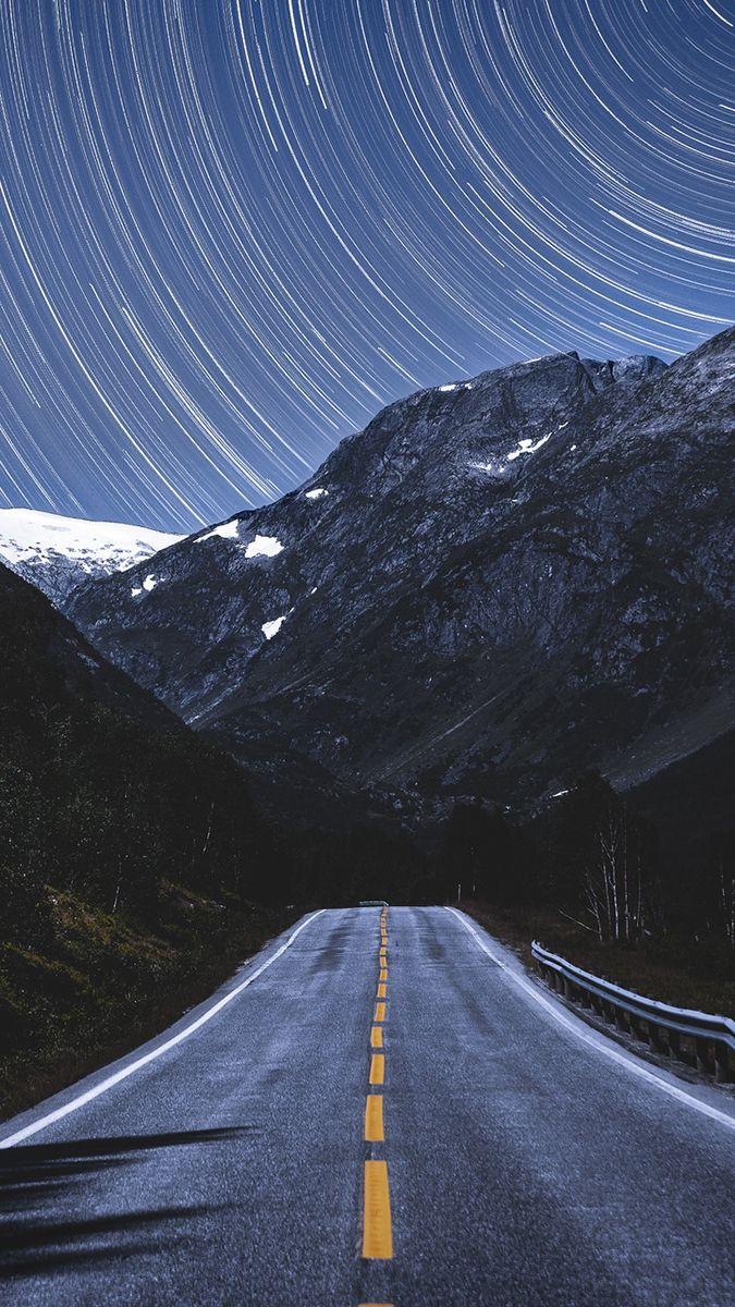 Space Mountain Road Long Exposure Stars IPhone Wallpaper