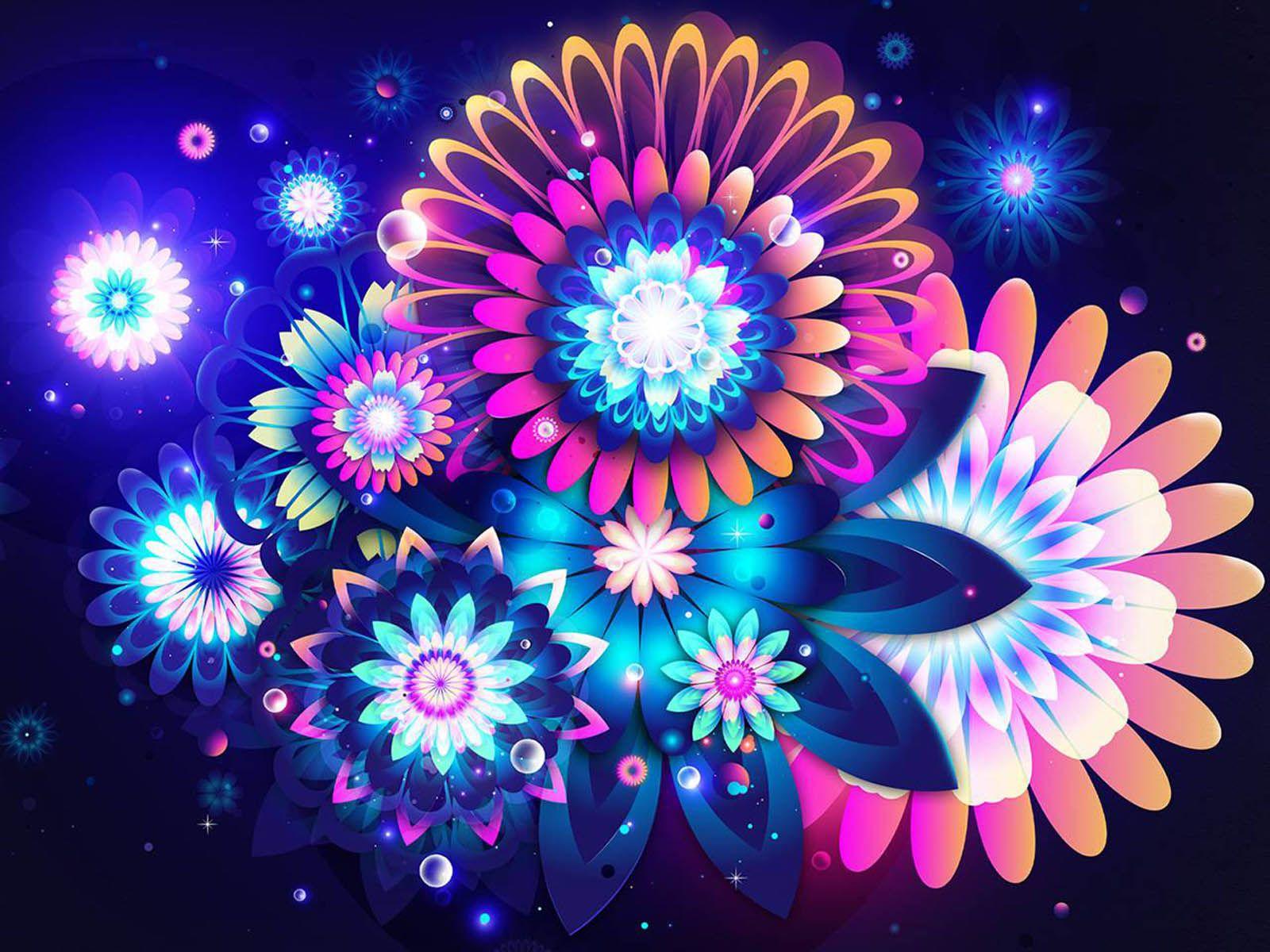 Abstract Digital Flowers Art Wallpaper. Abstract Graphic