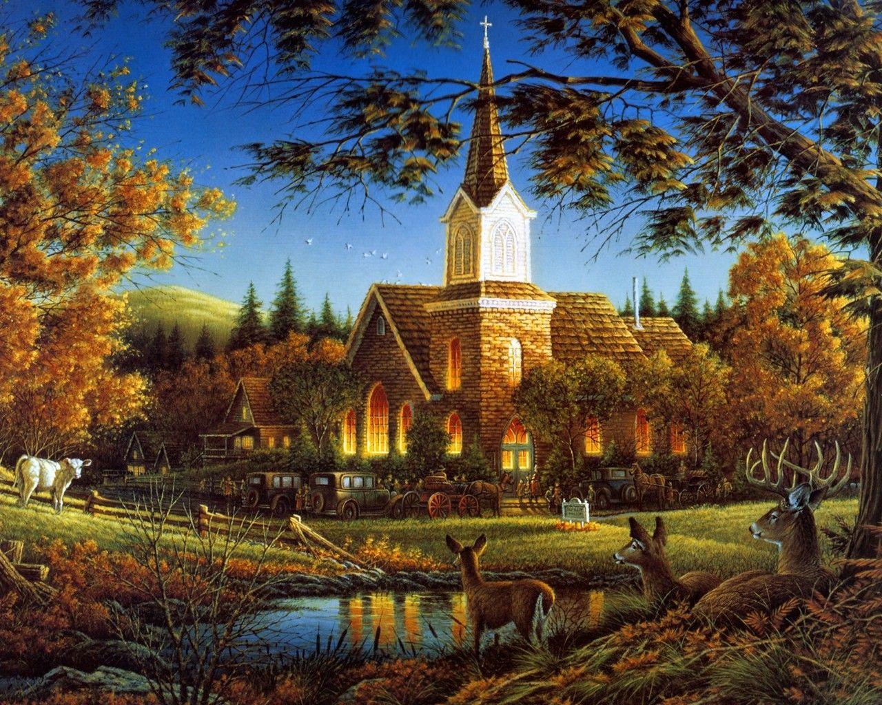 Fall Country Churches Wallpaper