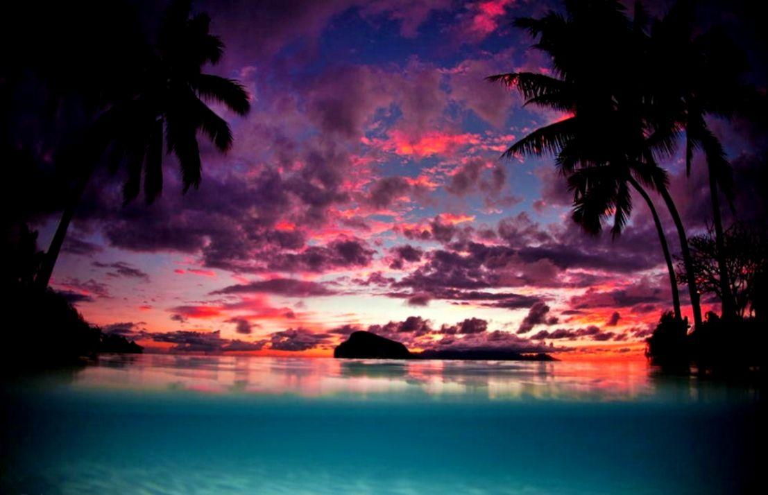 Sunset Tropical Island Wallpaper