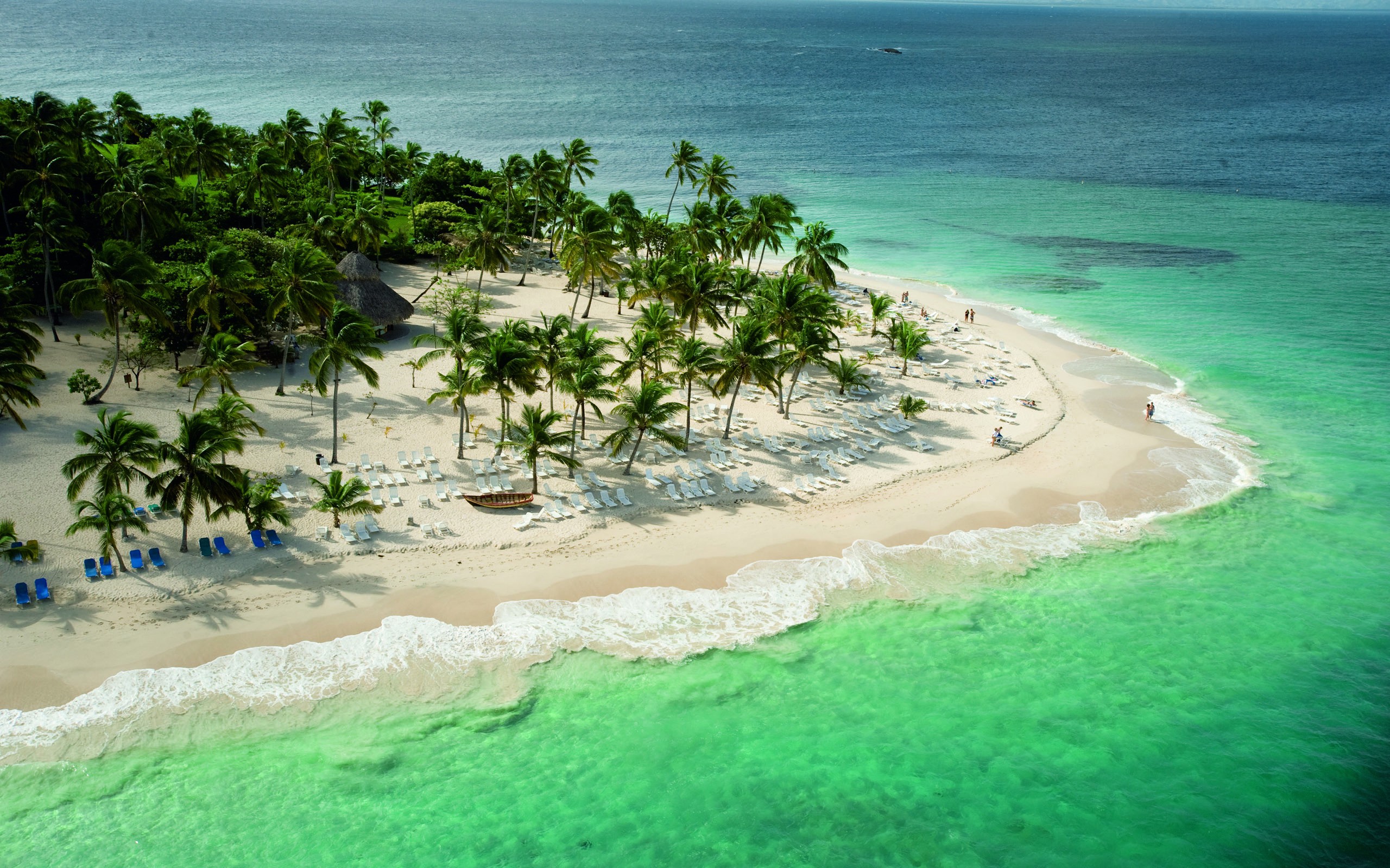 Tropical island palm trees beach landscape wallpaper