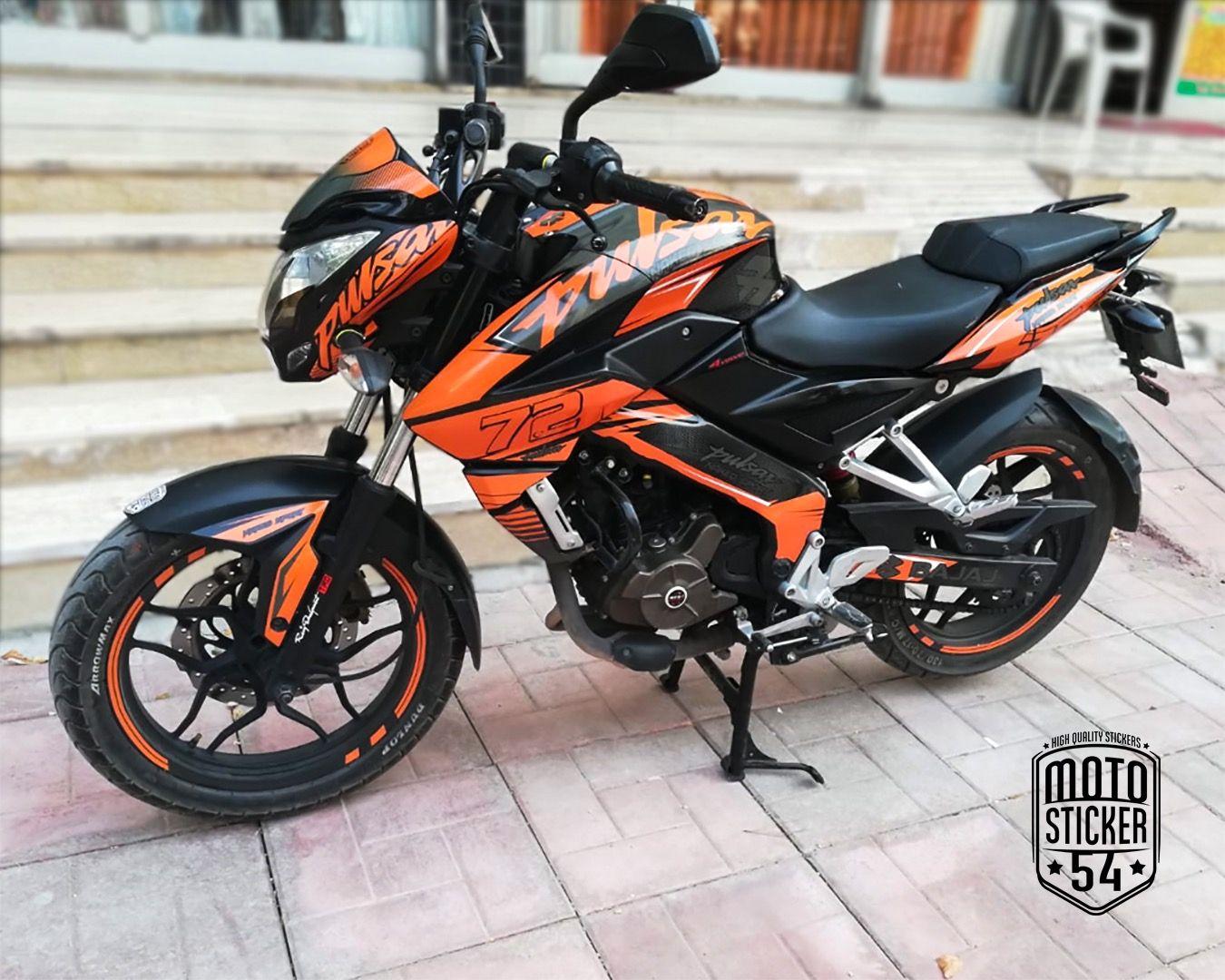 Bajaj Pulsar NS200 Custom Design Orange Sticker Kit #motosticker54