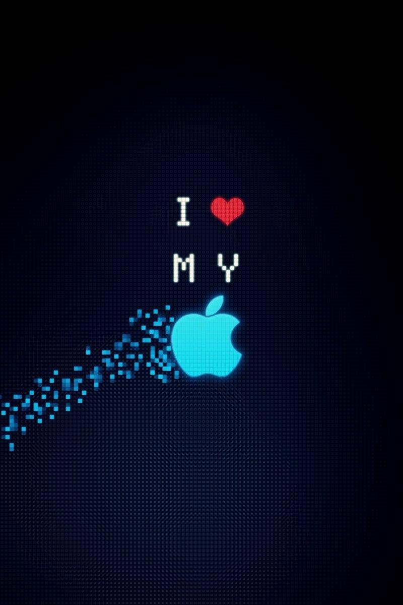 Download wallpaper 800x1200 apple, blue, black, heart, red