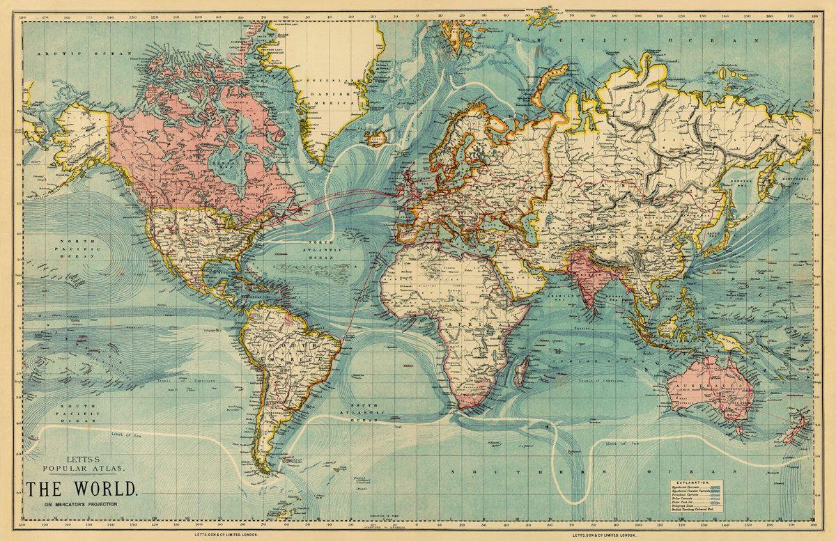 Vintage World Map Computer Wallpaper