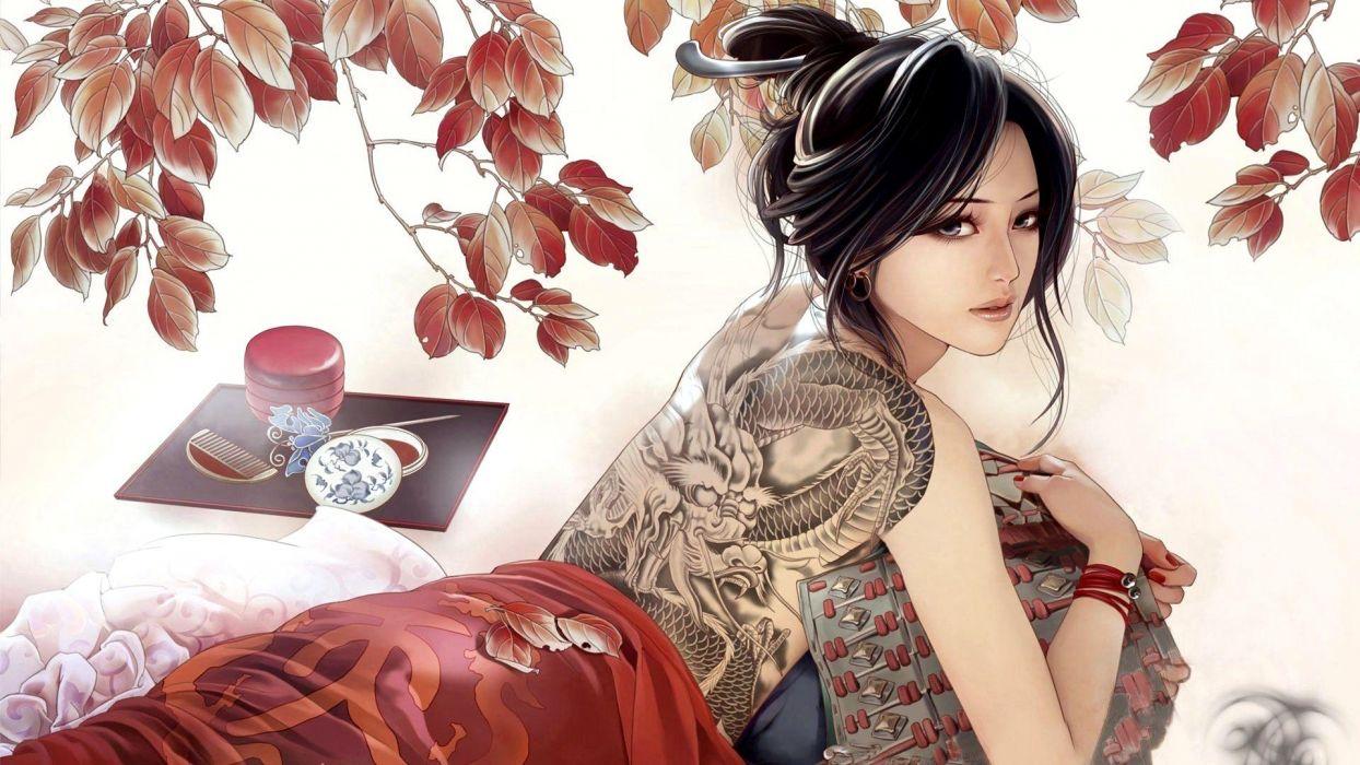Art digital sensuality sensual girl woman tattoo Japan