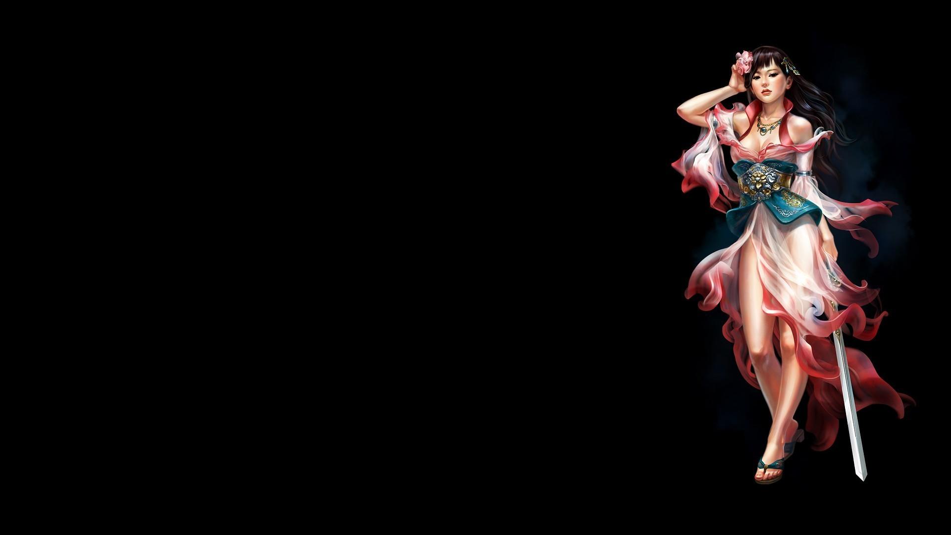 Picture Swords warrior Girls Fantasy 1920x1080