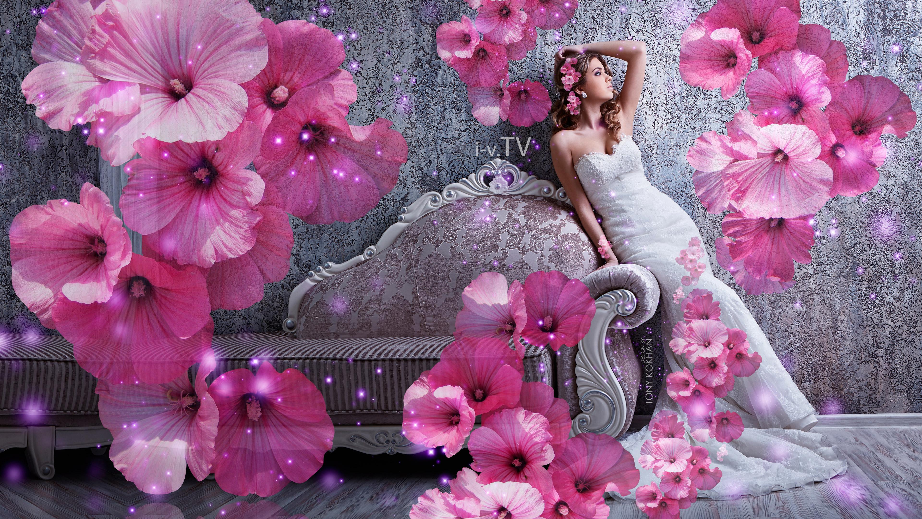 Bride Girl Flowers Wedding Art Style 2015 Wallpaper el Tony