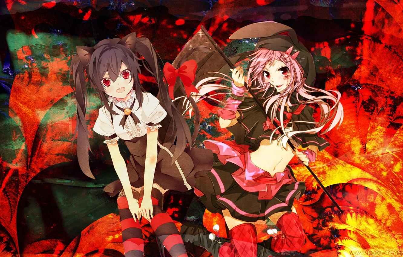 Wallpaper girls, anime, Halloween, death scythe image