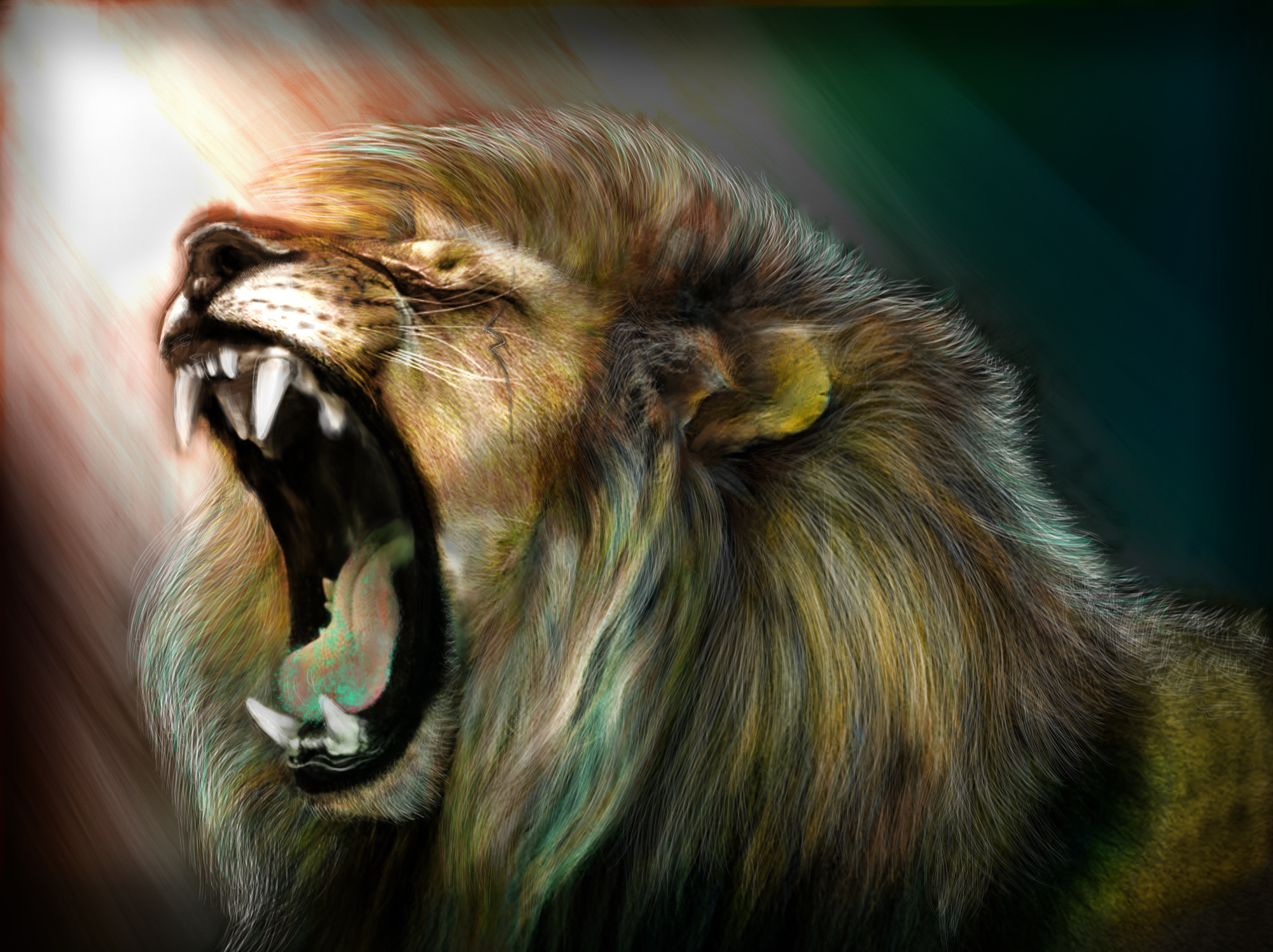art, Lion, Roar Wallpaper HD / Desktop and Mobile Background