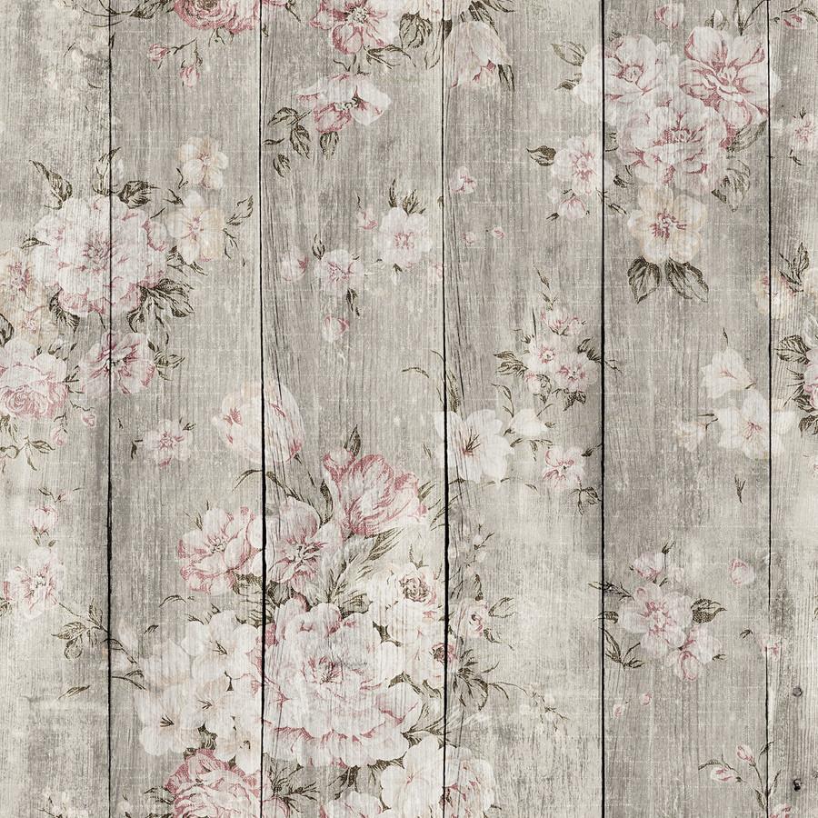 Wood Texture Floral Removable Wallpaper