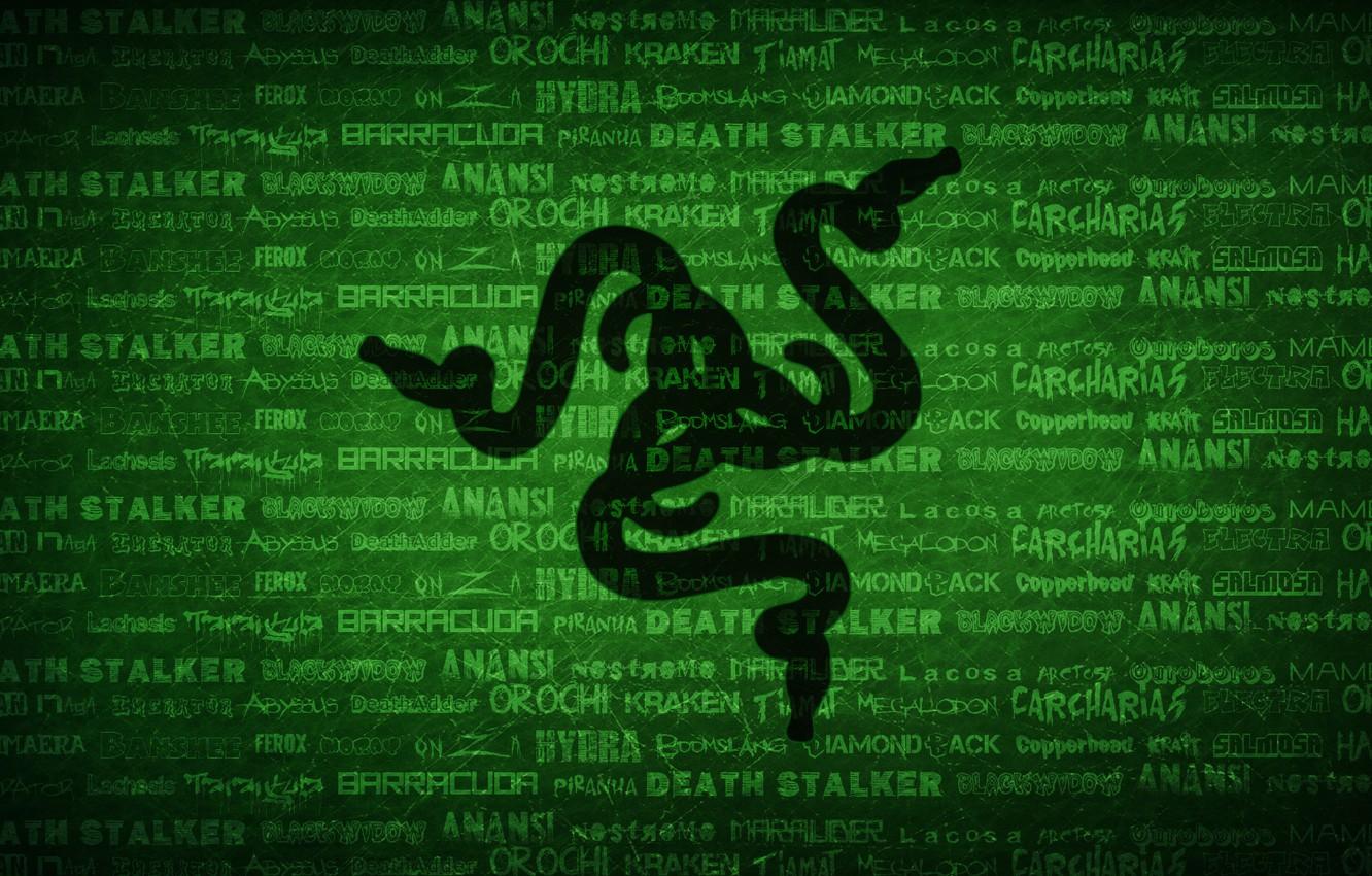 Wallpaper Green, Black, Logo, Razer, Wallpaper image