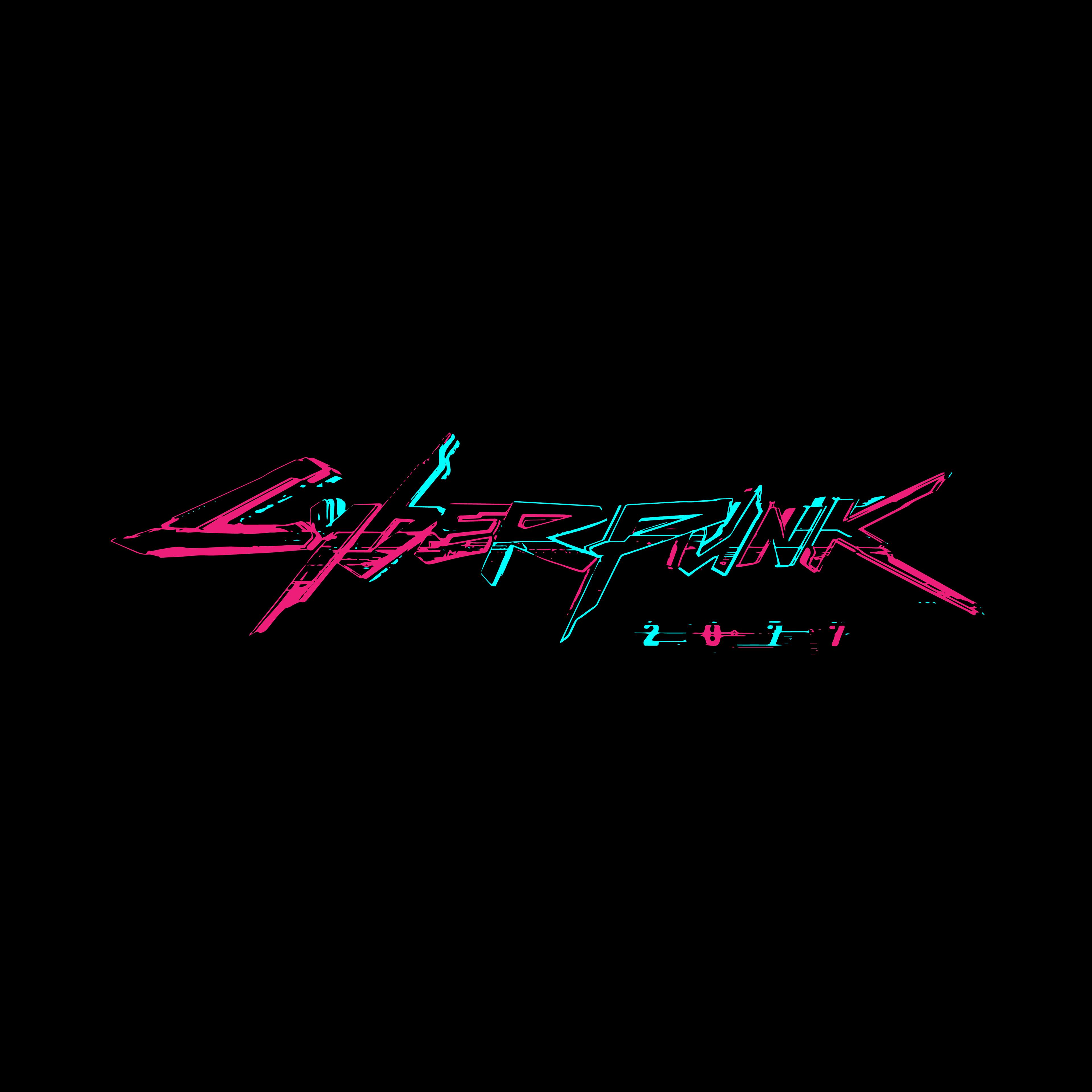 Wallpaper Cyberpunk Logo, Neon, 4K, Black Dark