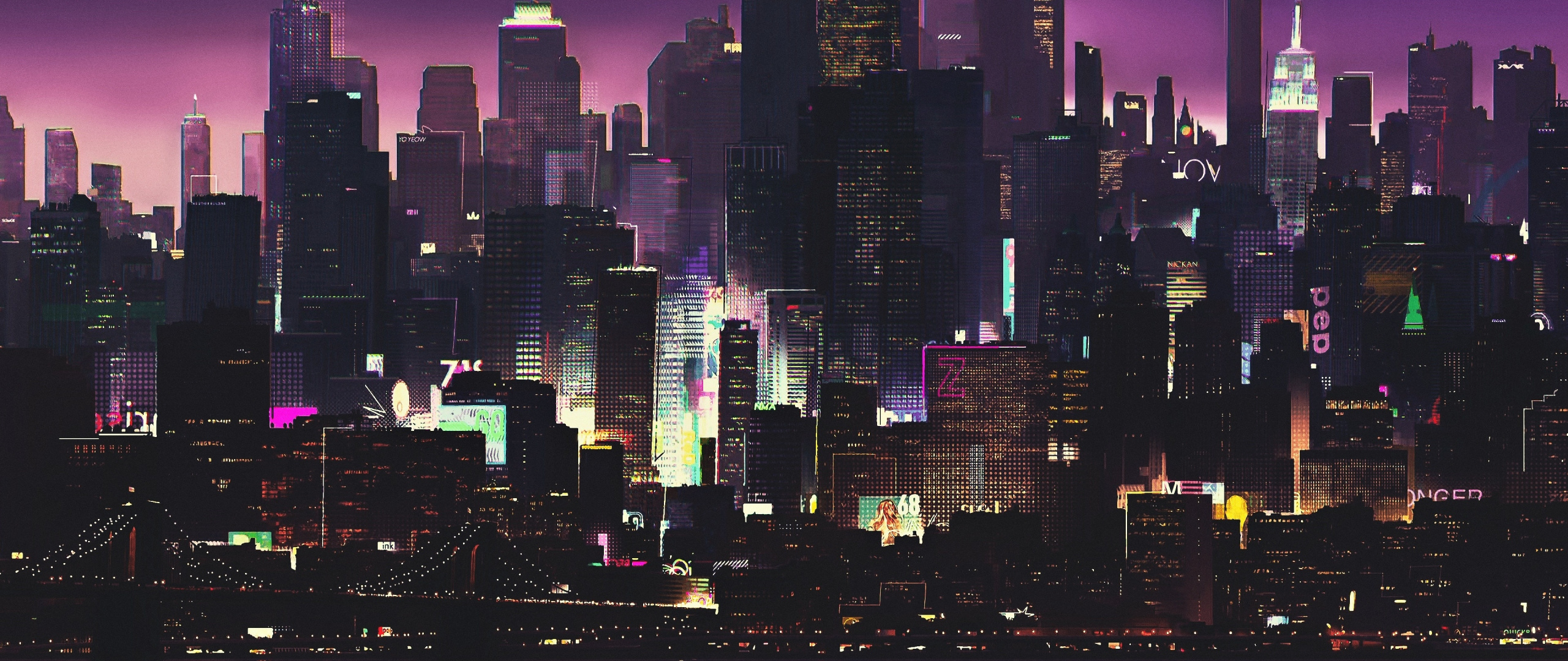 Download 2560x1080 wallpaper cyberpunk, buildings, dark