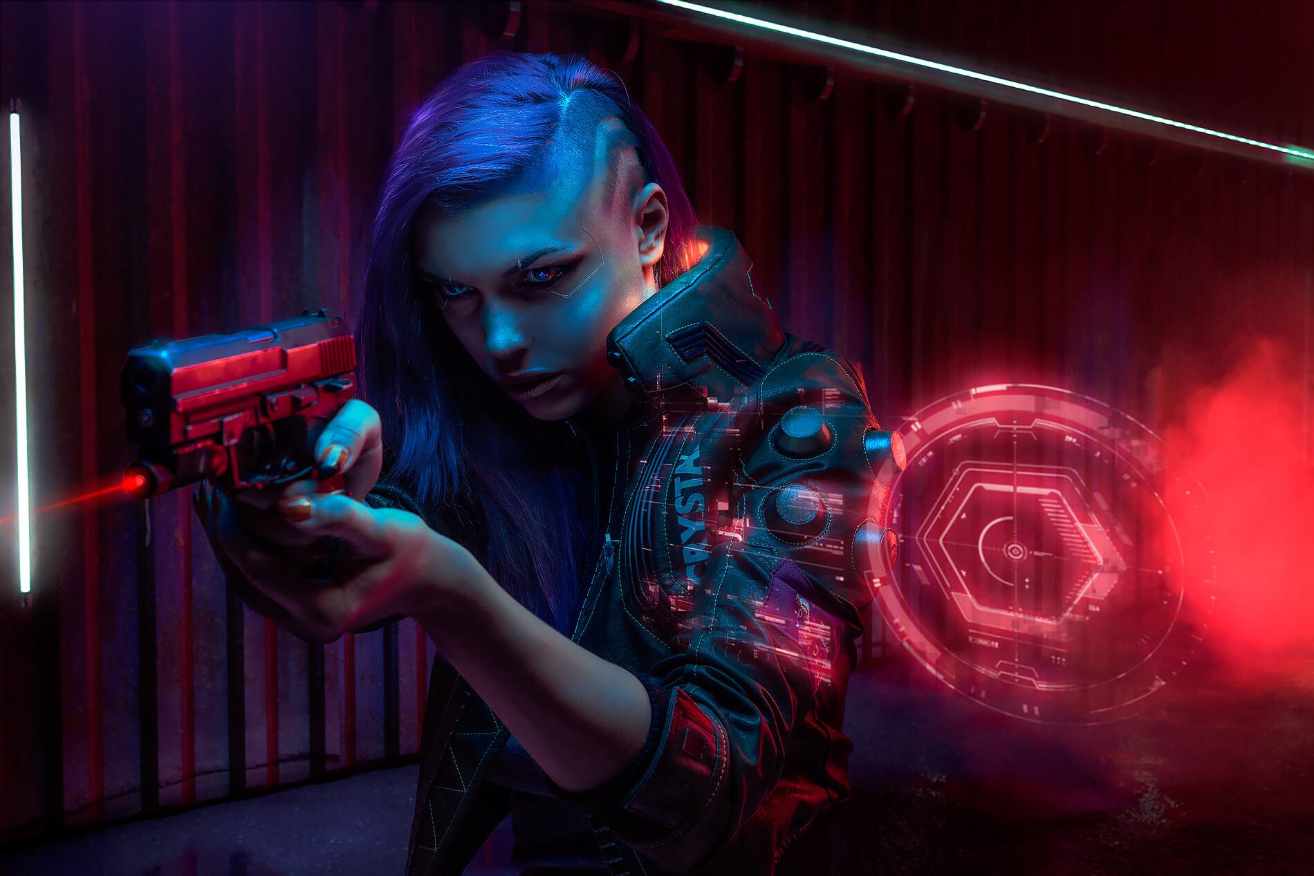 Wallpaper Cyberpunk 2077, Neon, Cosplay, HD, Creative