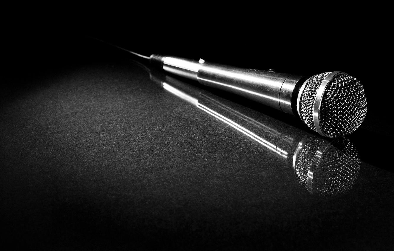 Wallpaper microphone, white and black, ground floor image