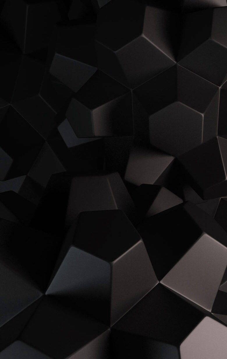 Black cubes. Hexagon wallpaper, 3D wallpaper for mobile, 3D