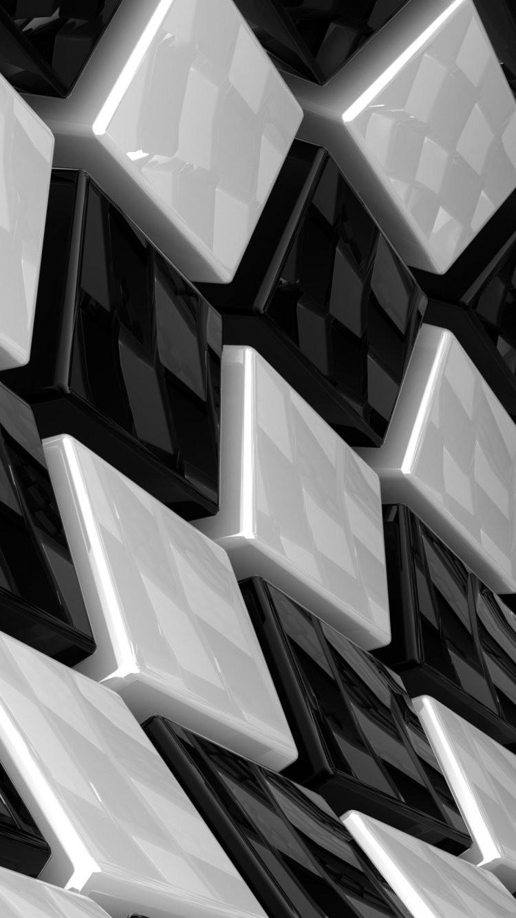 Wallpaper Site Quotes: Artistic 3D Cubes White and Black