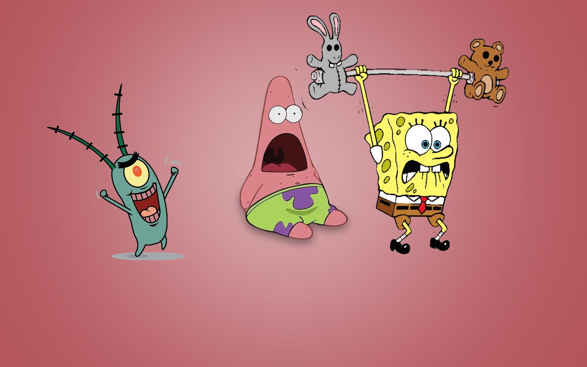 Spongebob Squarepants, Patrick Starfish, and Plankton