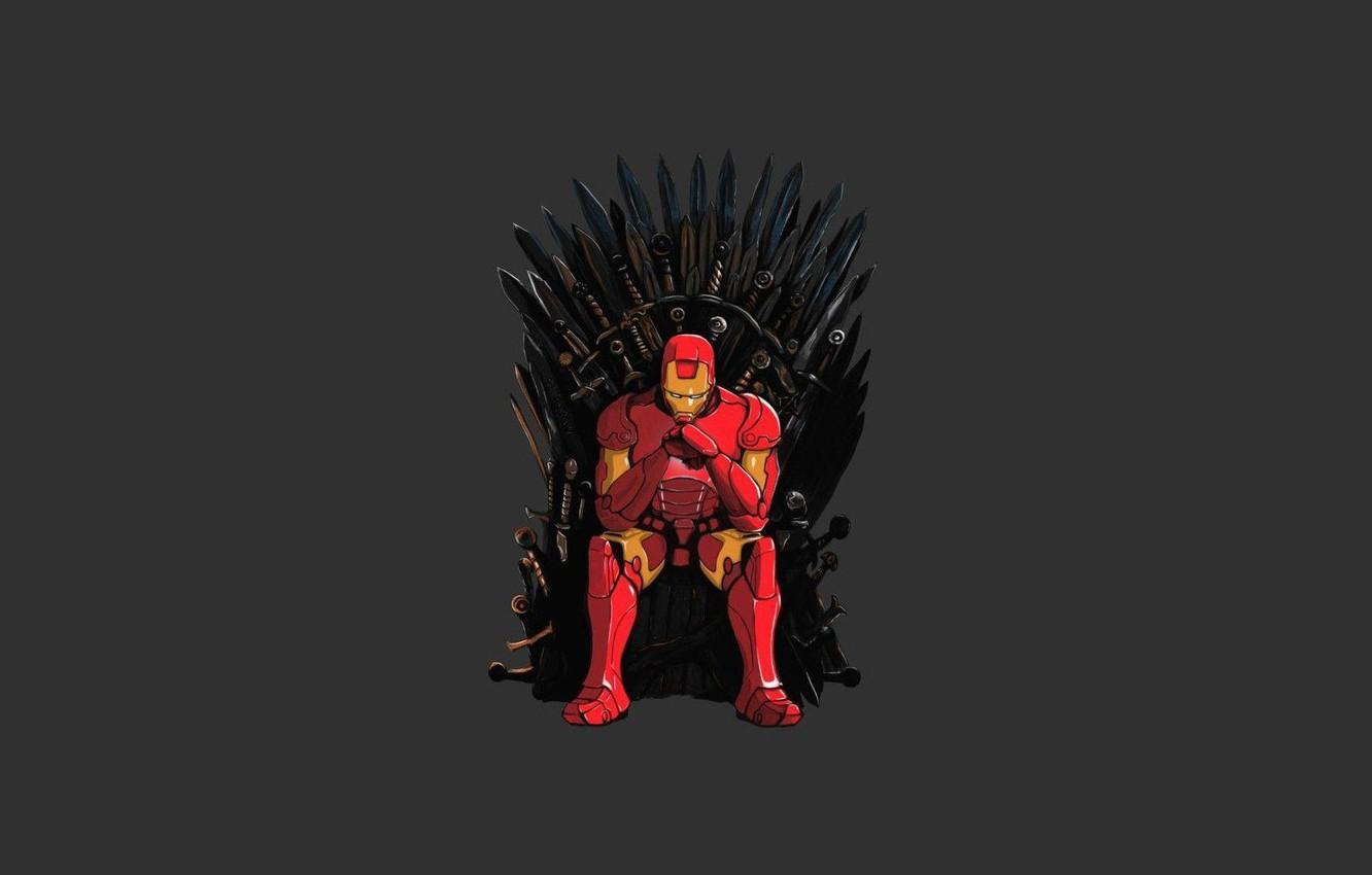 Wallpaper game of thrones, iron man, Tony Stark, iron throne