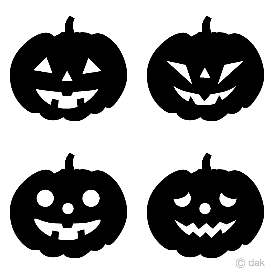 Four kinds of Silhouette pumpkin Clipart Free Picture ｜ Illustoon.