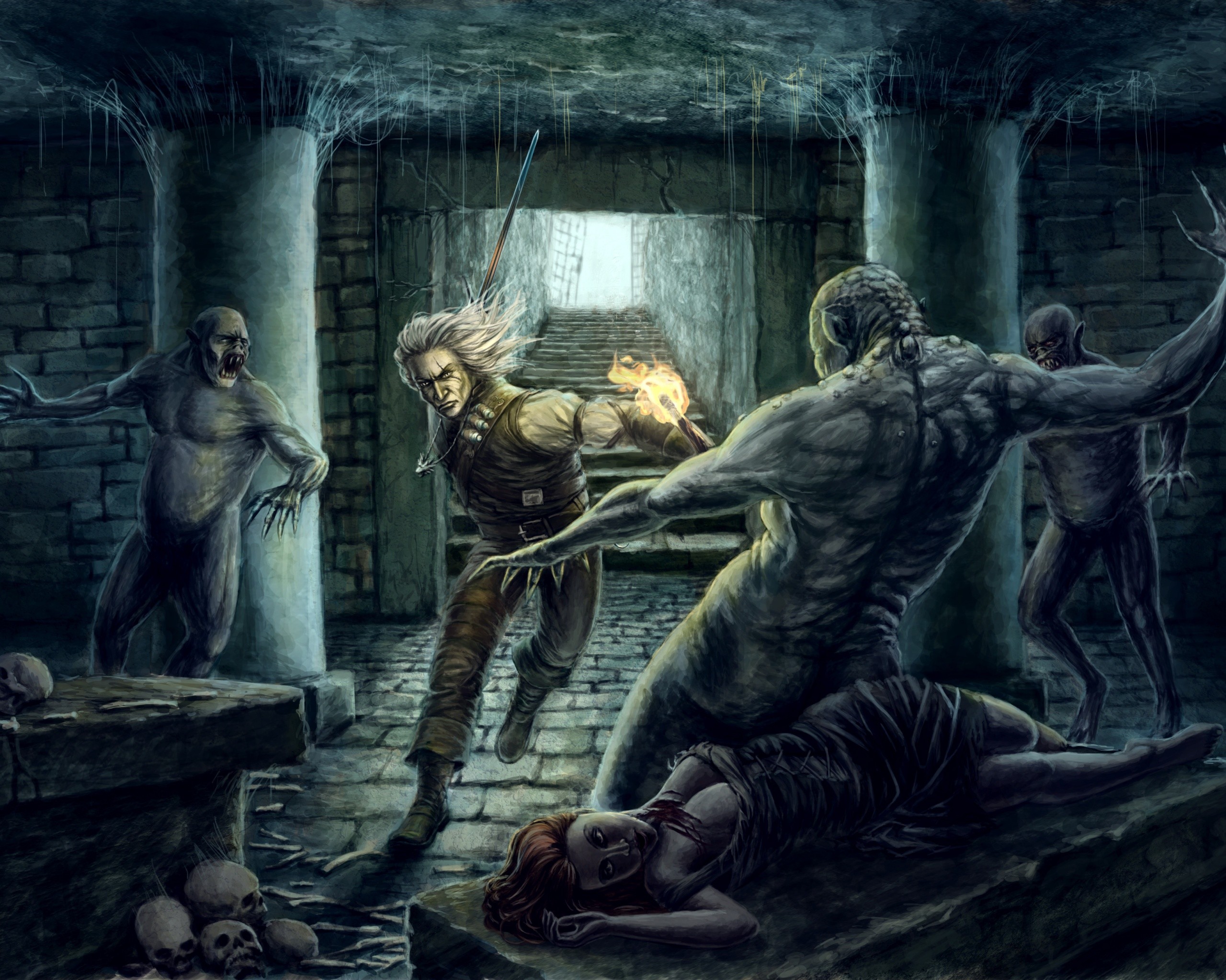 Witcher, The Witcher, Geralt of Rivia, Geralt, fanart, crypt