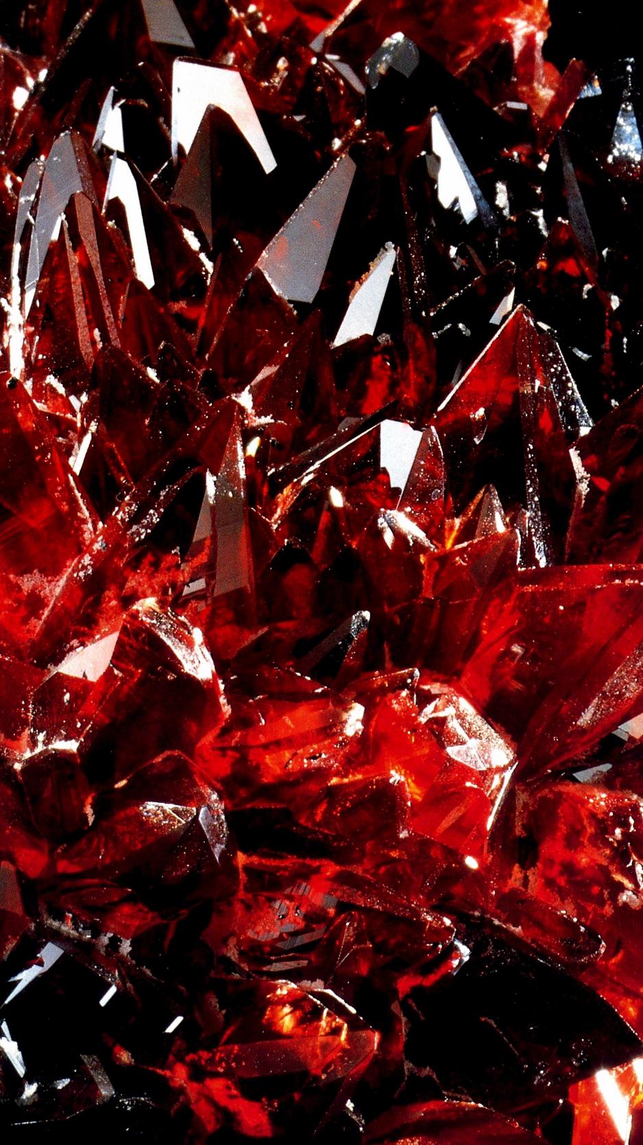 Download wallpapers 938x1668 crystals, stones, red, ribbed